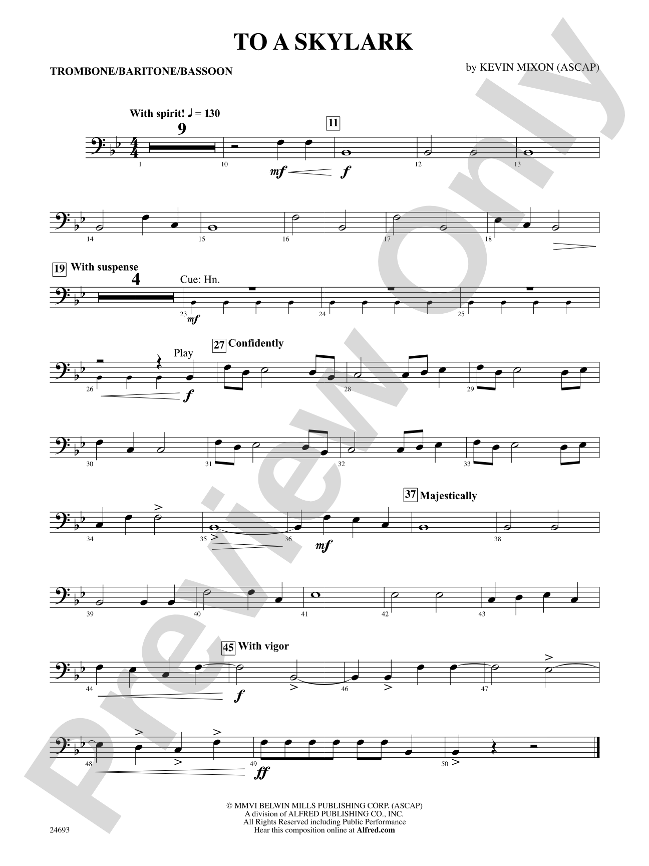 To a Skylark: 1st Trombone