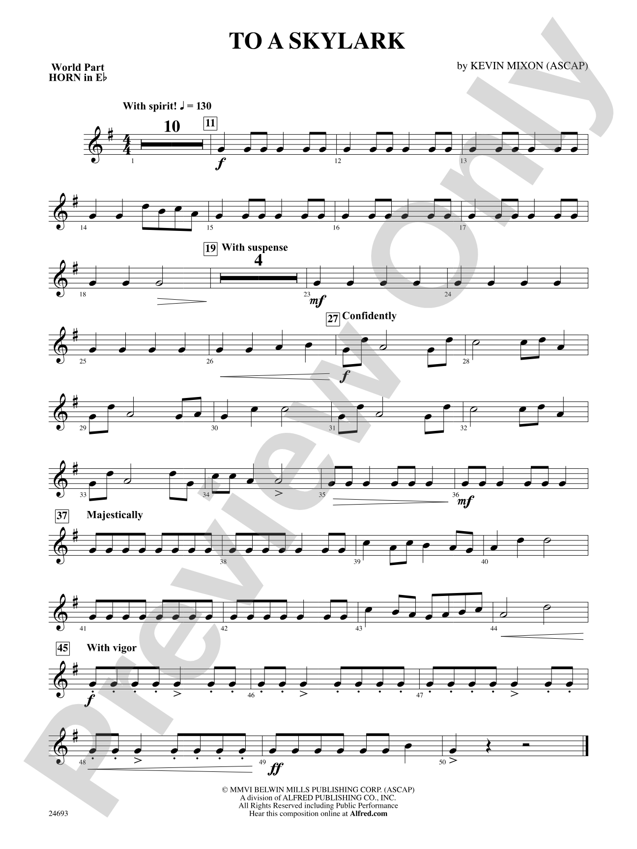 To a Skylark: (wp) 1st Horn in E-flat