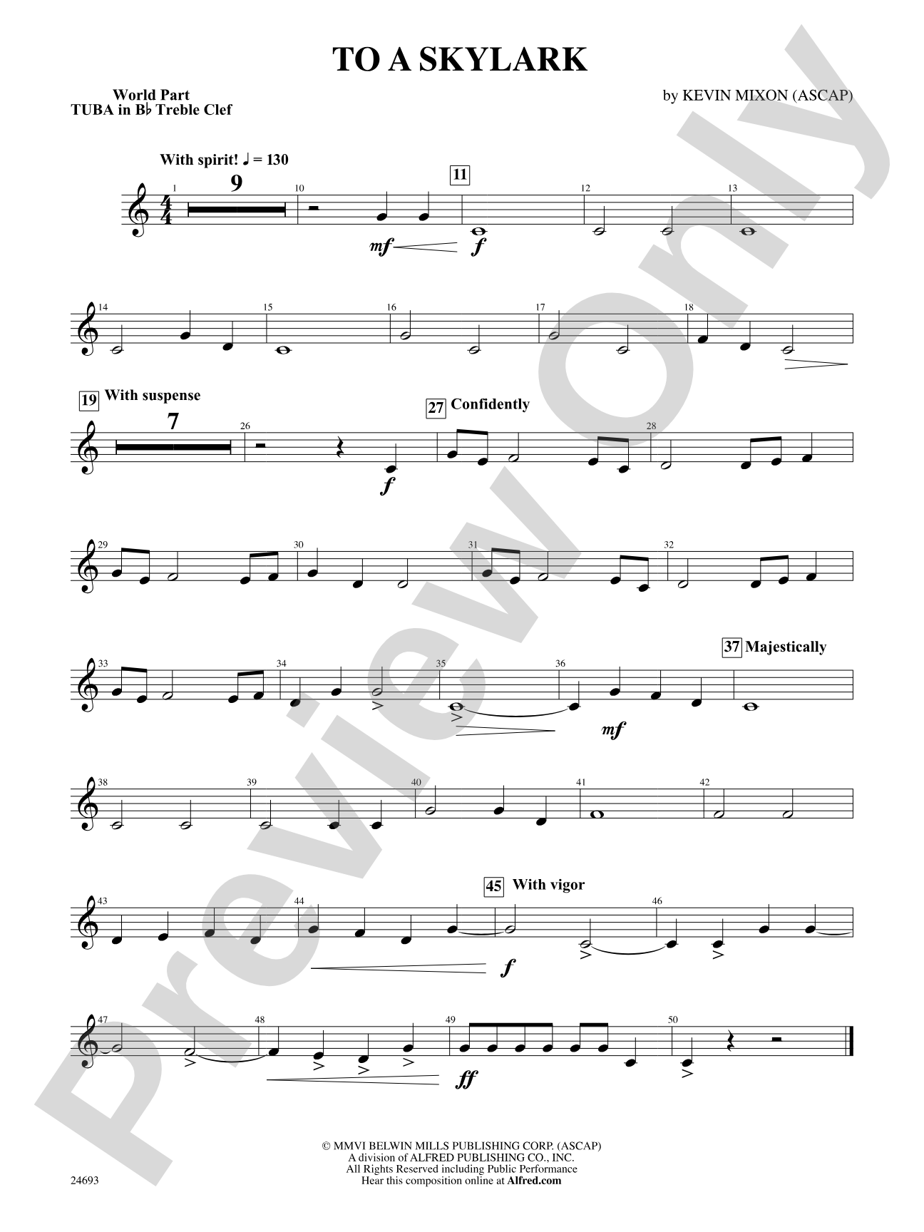 To a Skylark: (wp) B-flat Tuba T.C.