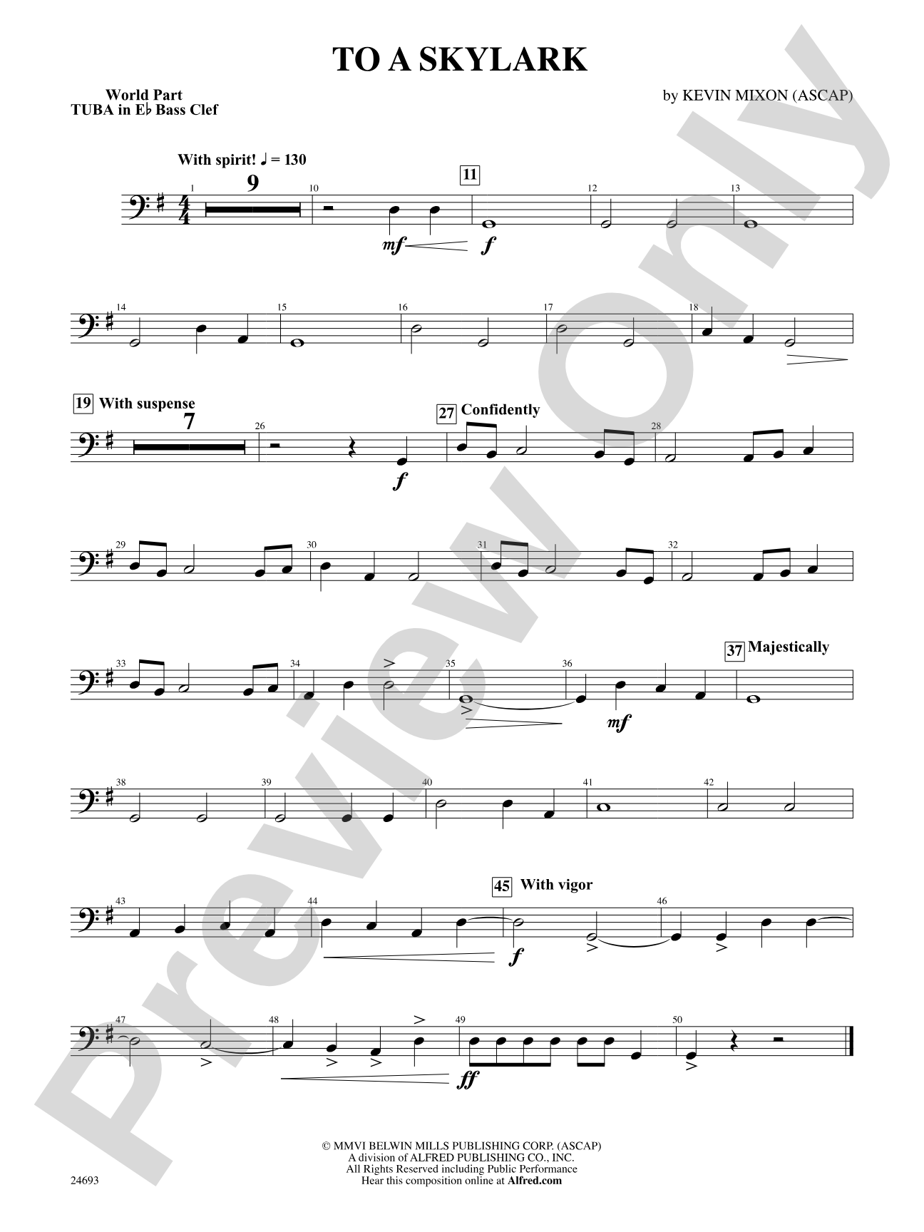To a Skylark: (wp) E-flat Tuba B.C.