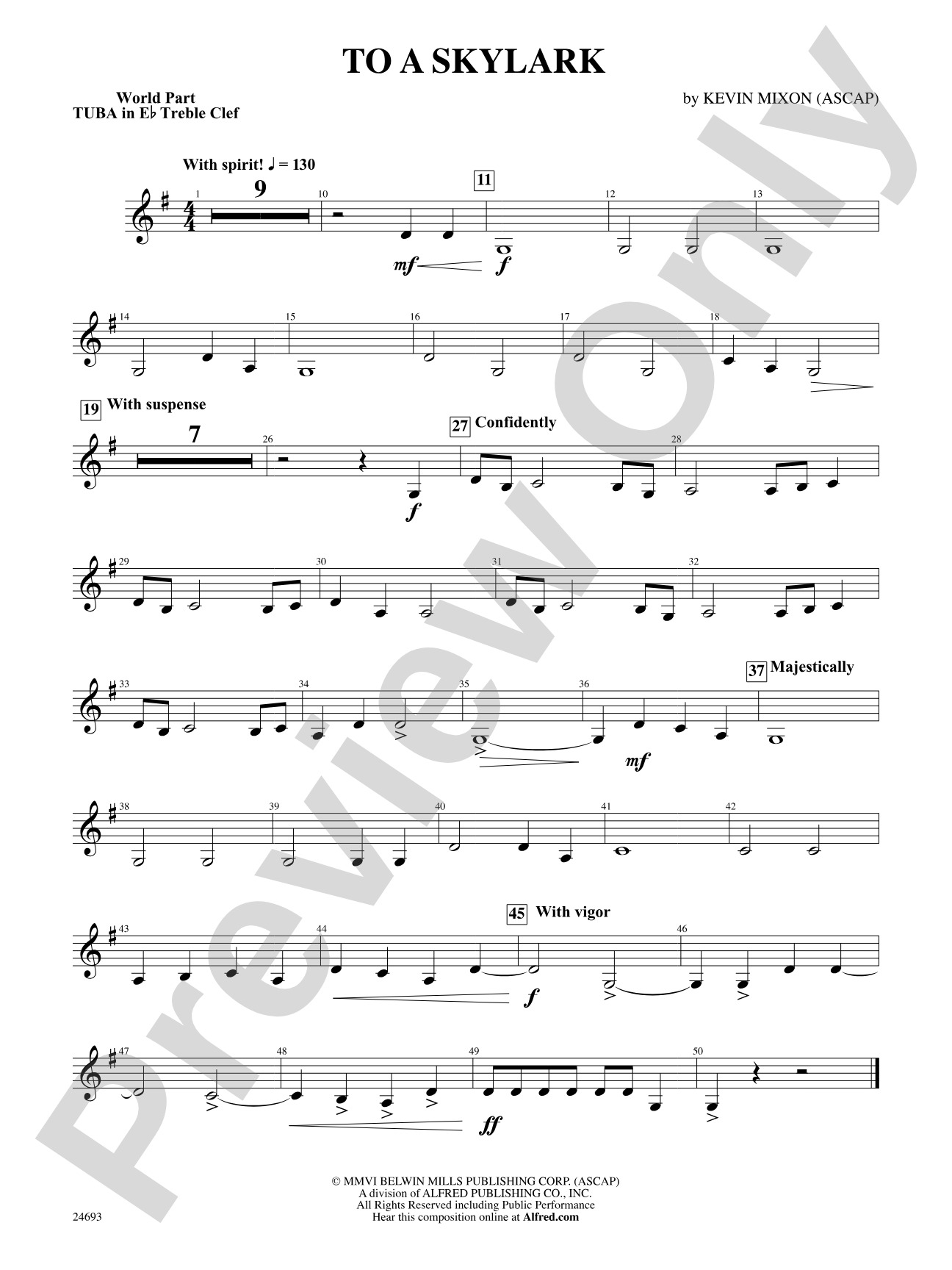 To a Skylark: (wp) E-flat Tuba T.C.