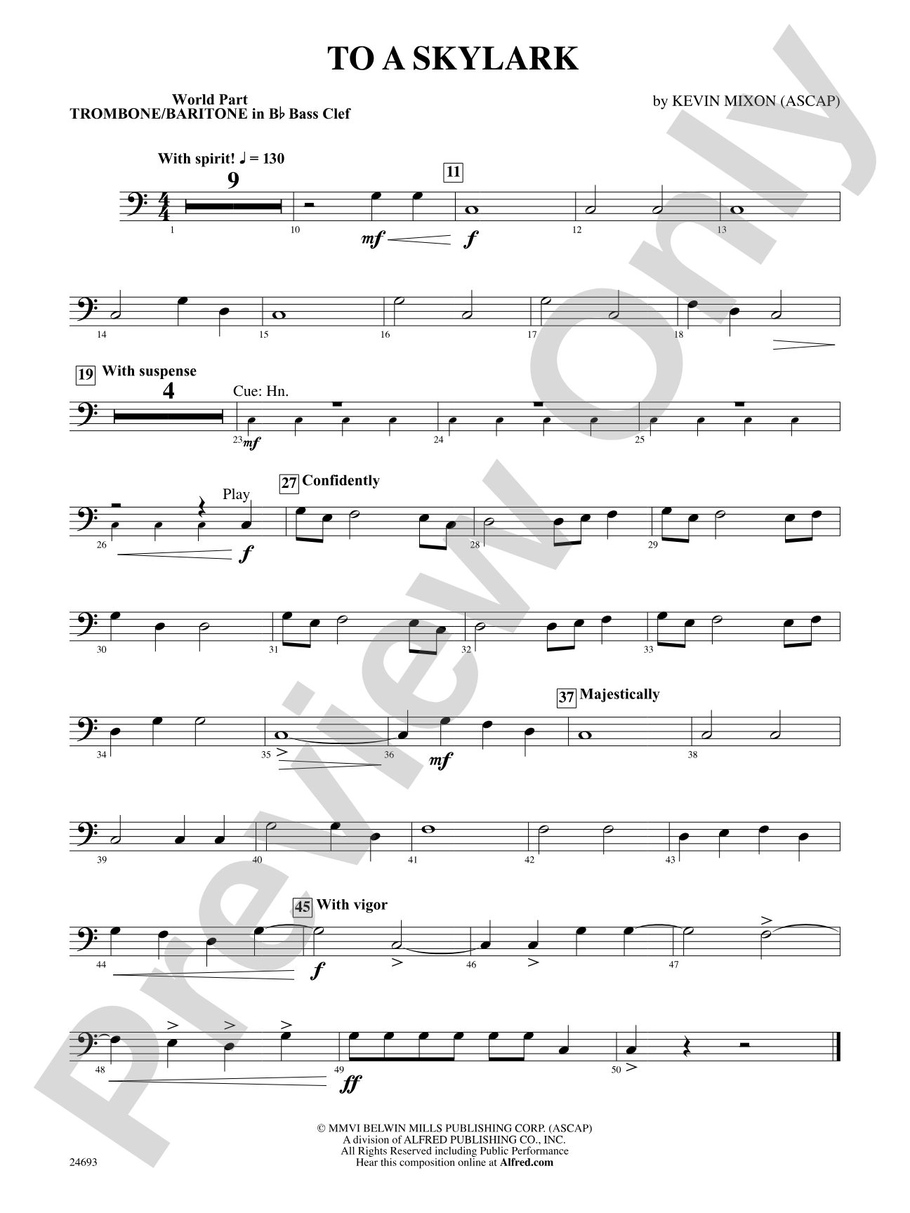 To a Skylark: (wp) Bb Trombone B.C.