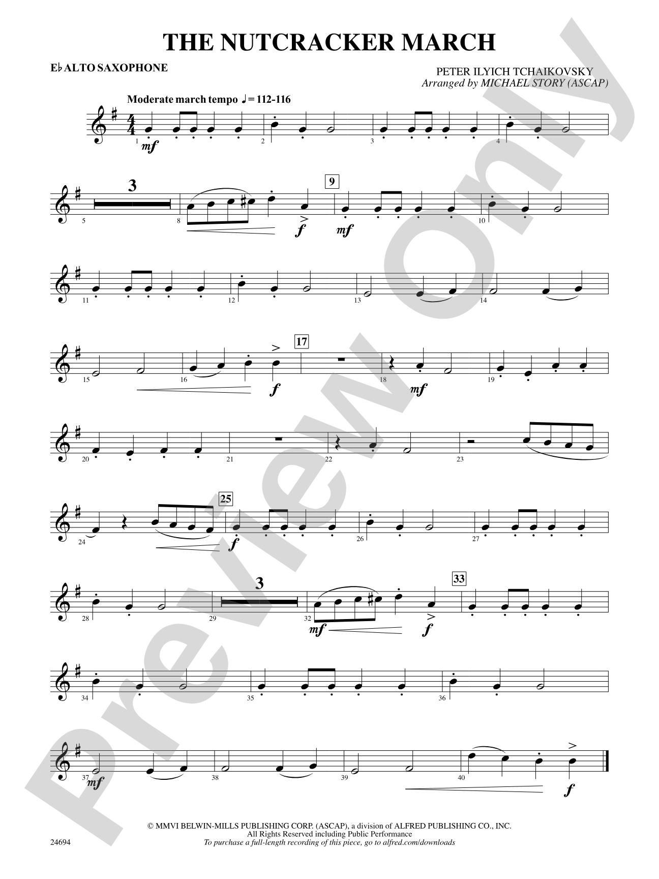 The Nutcracker March: E-flat Alto Saxophone