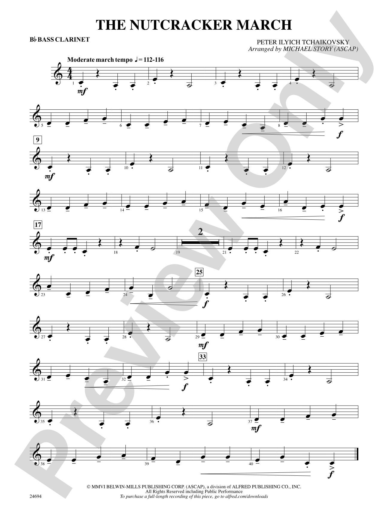 The Nutcracker March: B-flat Bass Clarinet