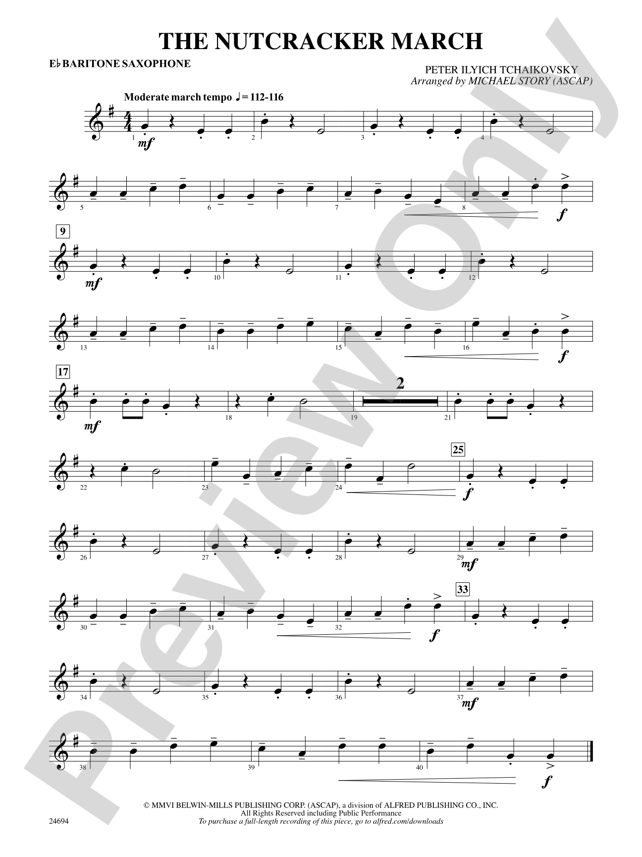 The Nutcracker March: E-flat Baritone Saxophone