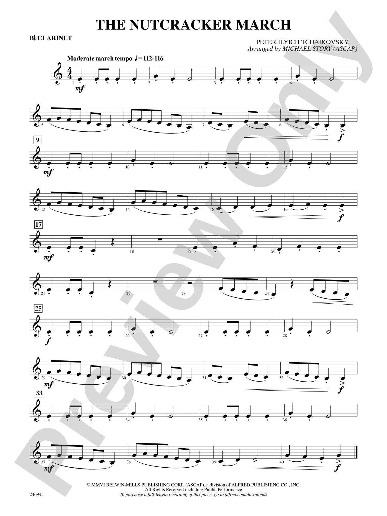 The Nutcracker March: 1st B-flat Clarinet