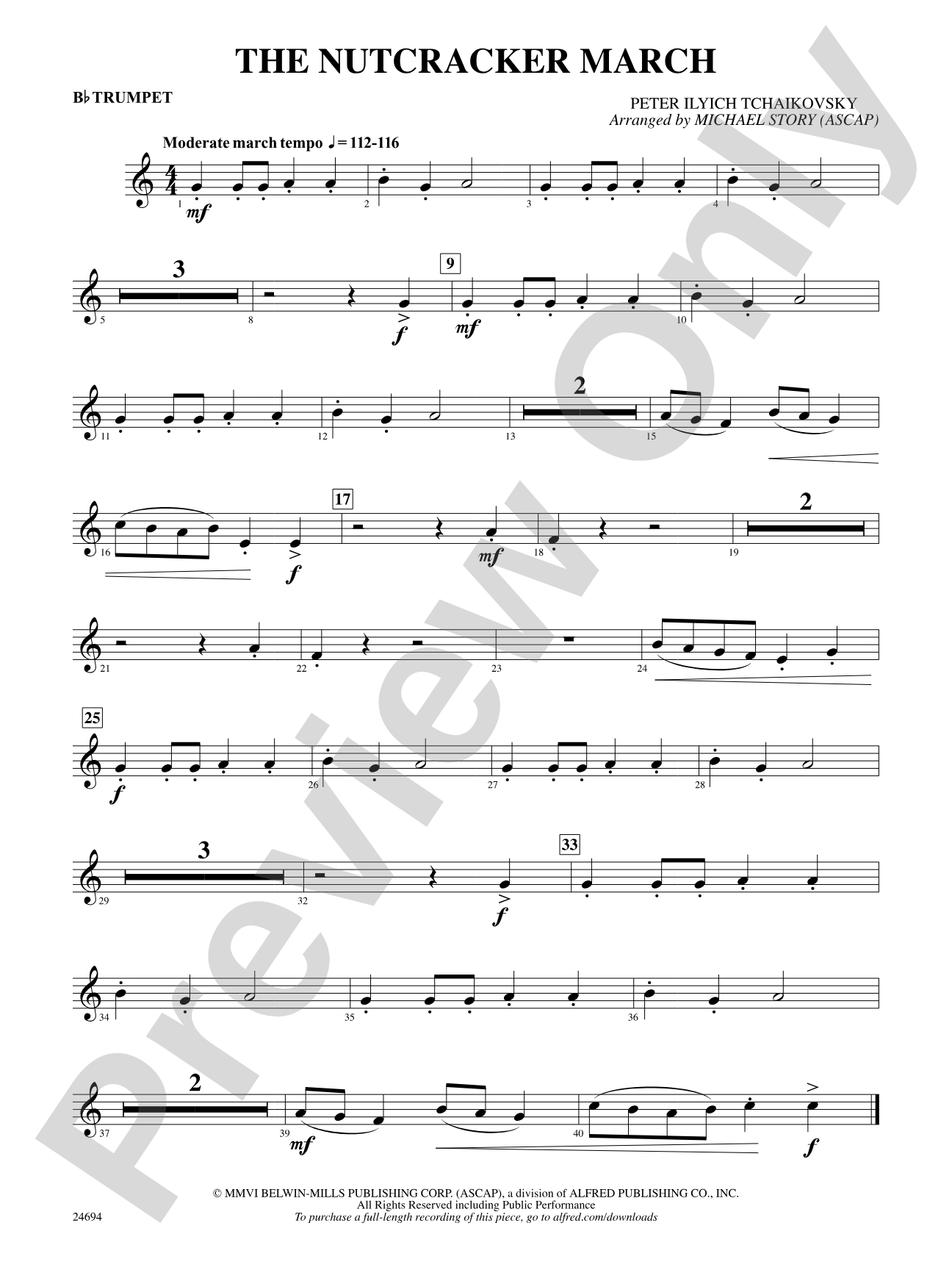 The Nutcracker March: 1st B-flat Trumpet