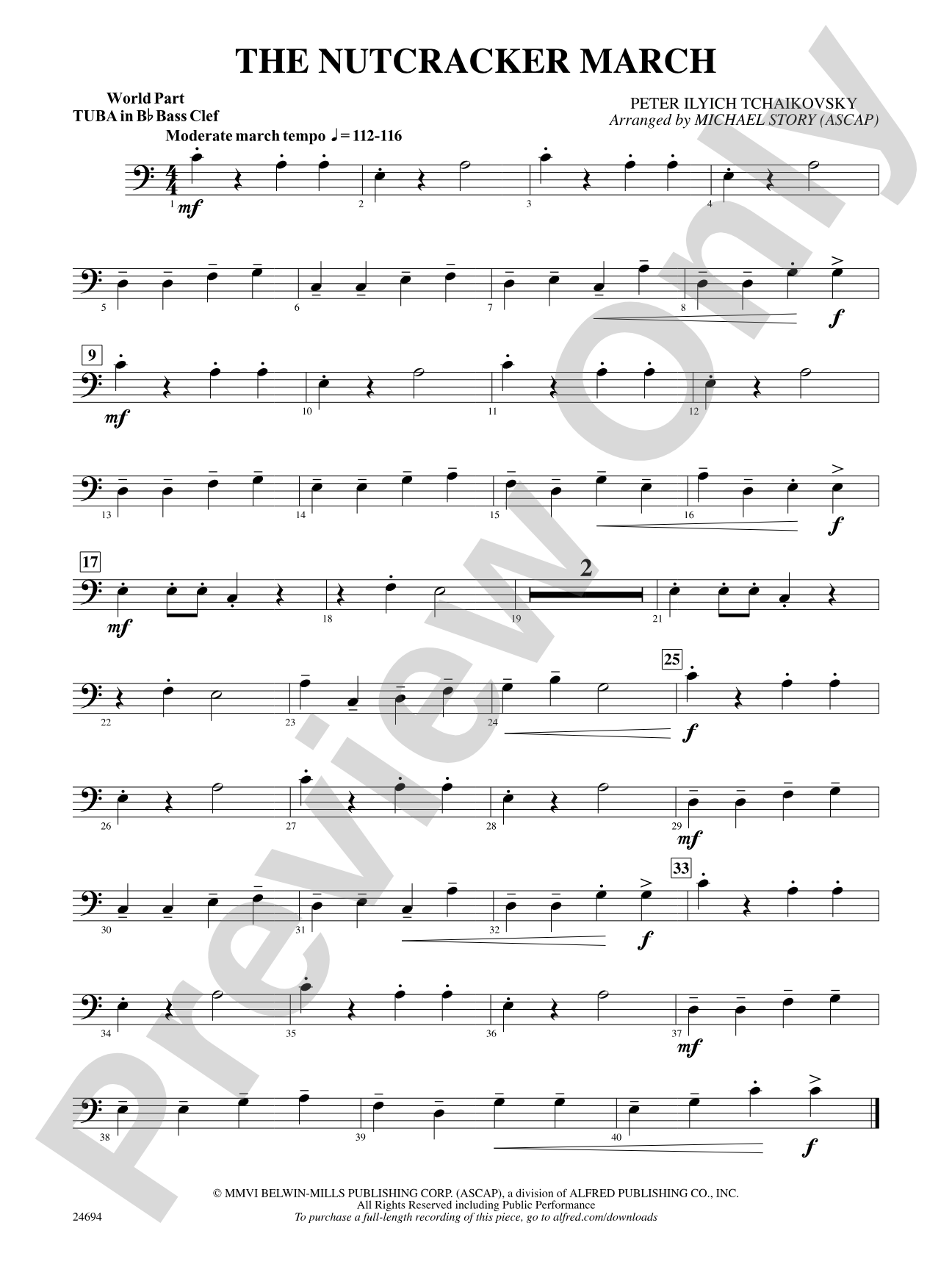 The Nutcracker March: (wp) B-flat Tuba B.C.