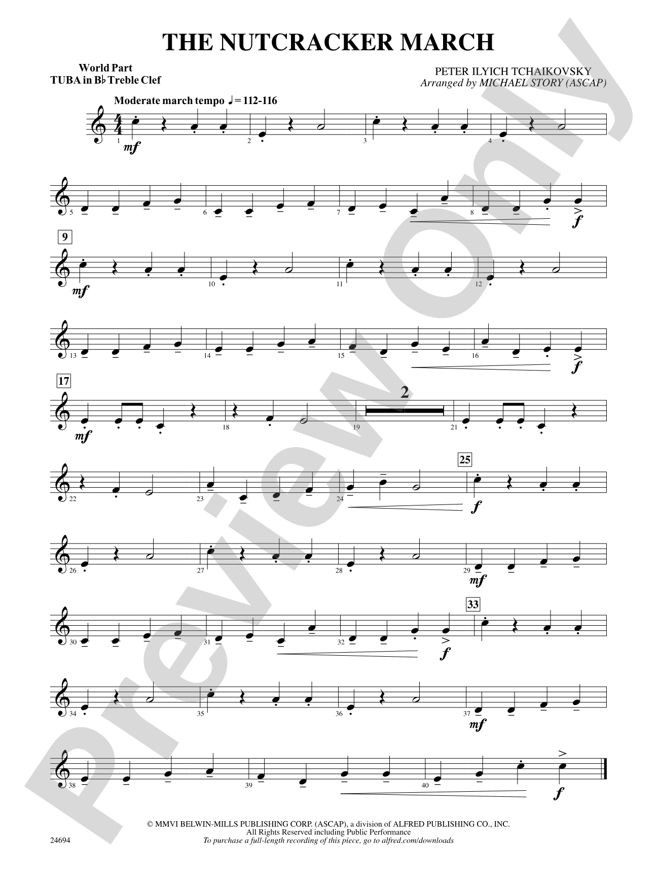 The Nutcracker March: (wp) B-flat Tuba T.C.