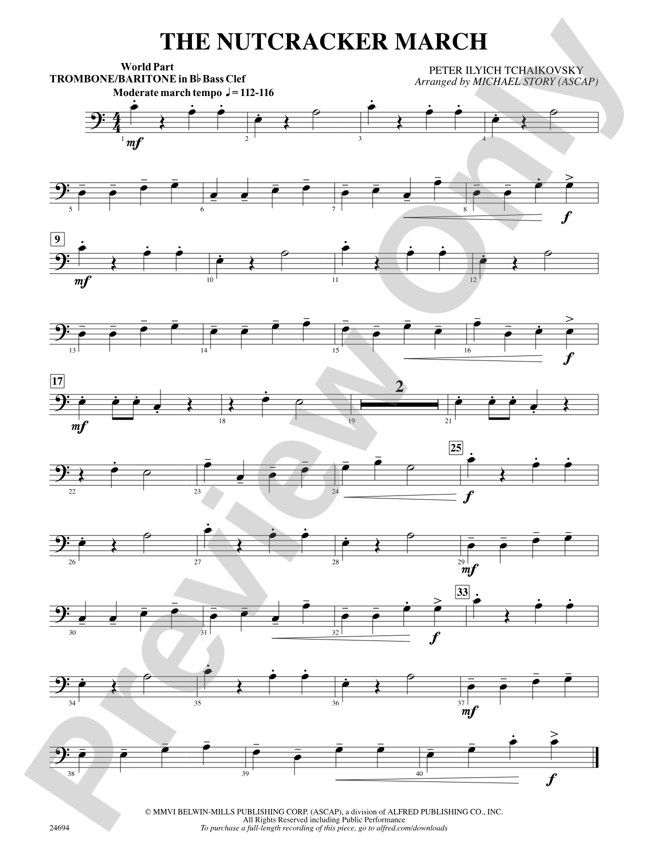 The Nutcracker March: (wp) 1st B-flat Trombone B.C.