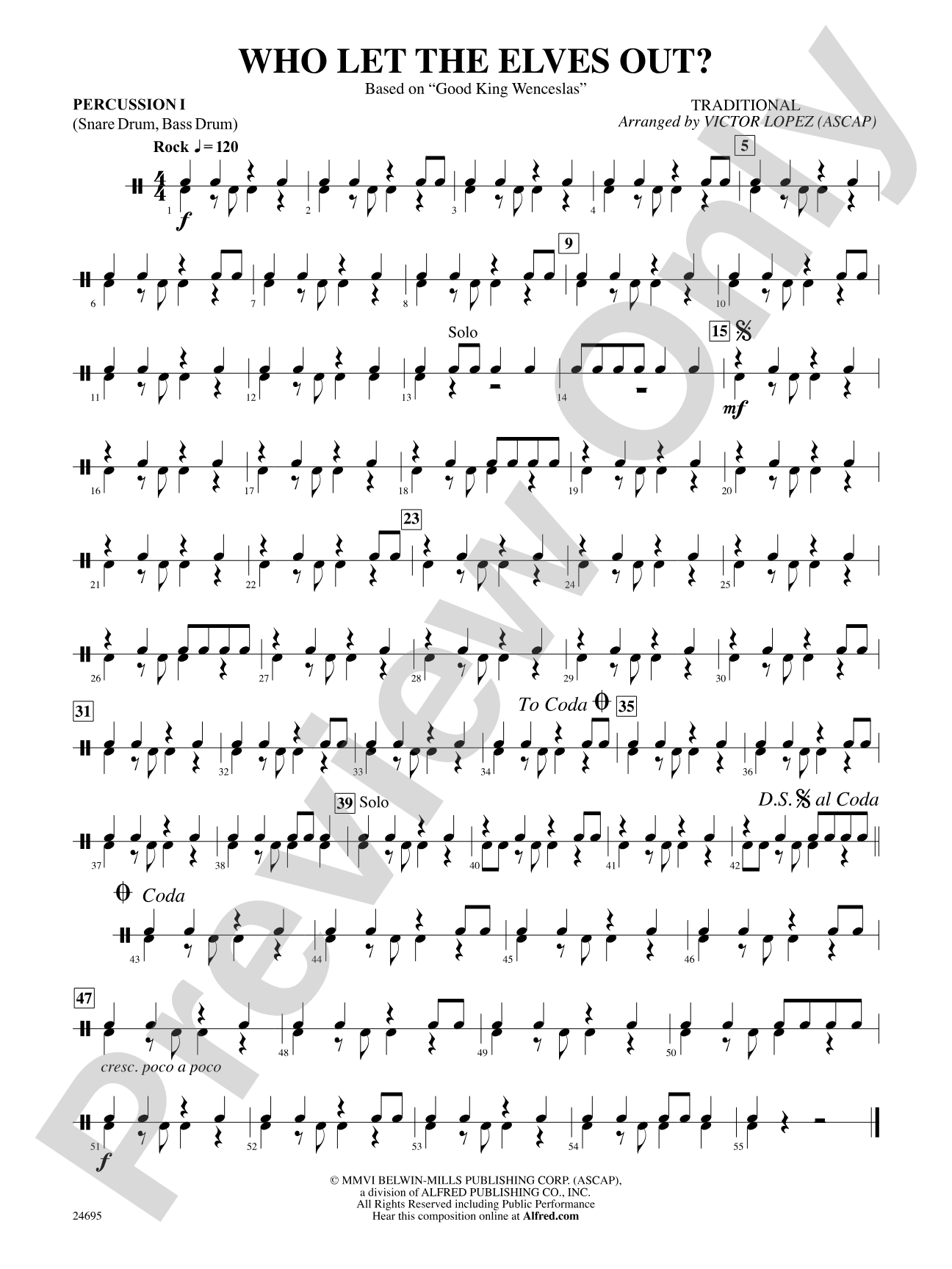 Who Let the Elves Out?: 1st Percussion
