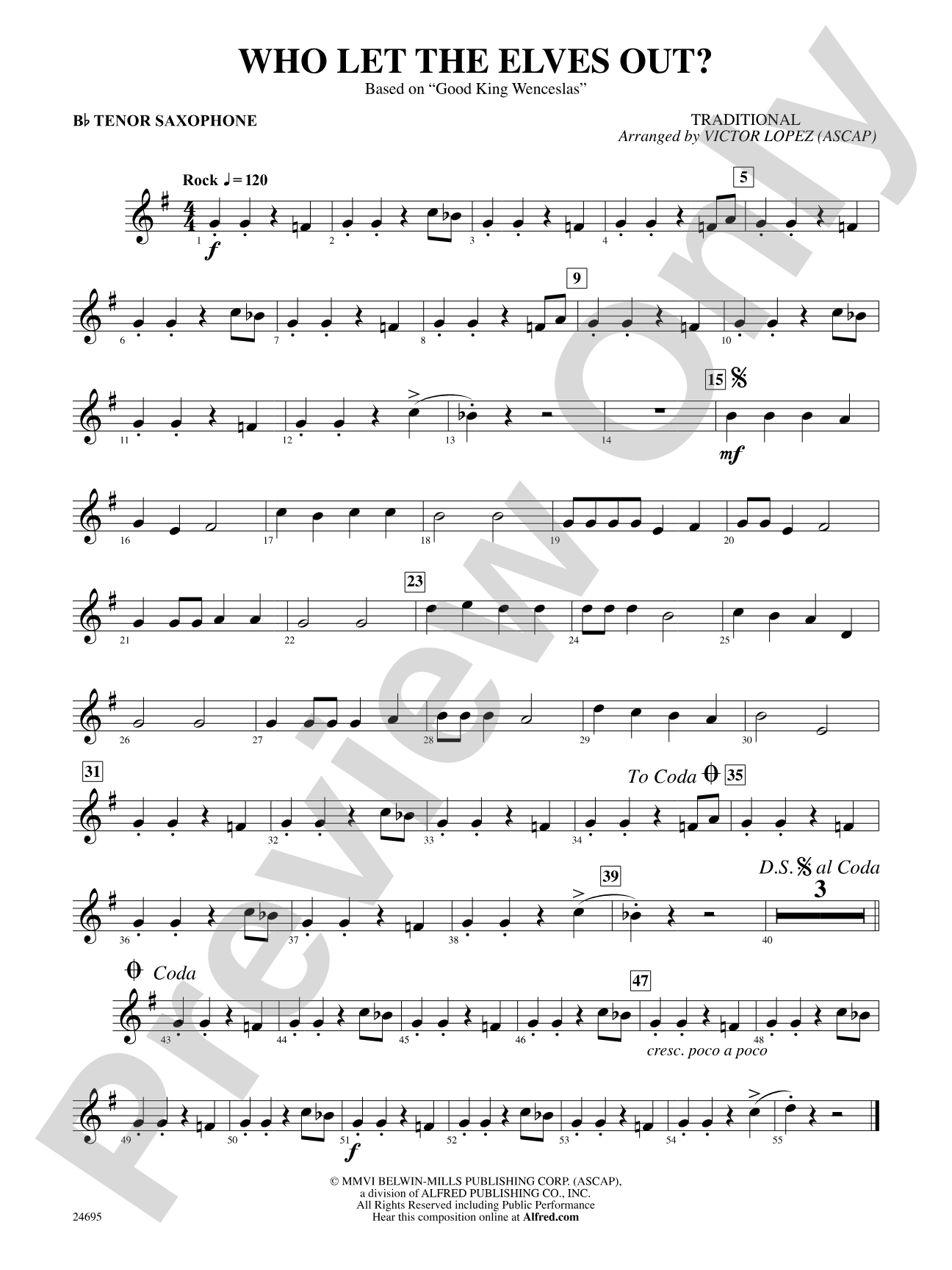 Who Let the Elves Out?: B-flat Tenor Saxophone