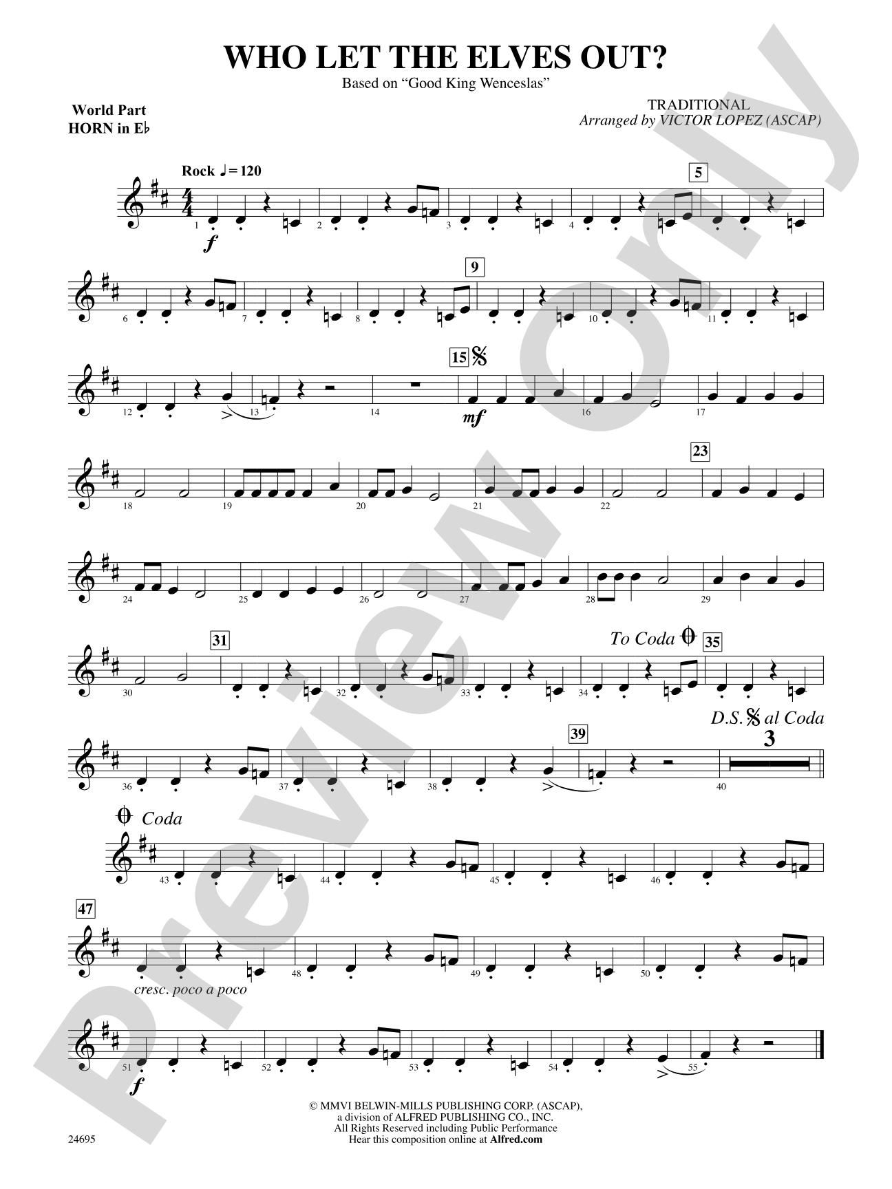 Who Let the Elves Out?: (wp) 1st Horn in E-flat