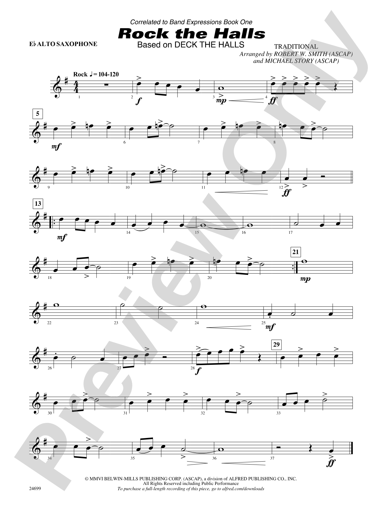 Rock the Halls (Based on "Deck the Halls"): E-flat Alto Saxophone