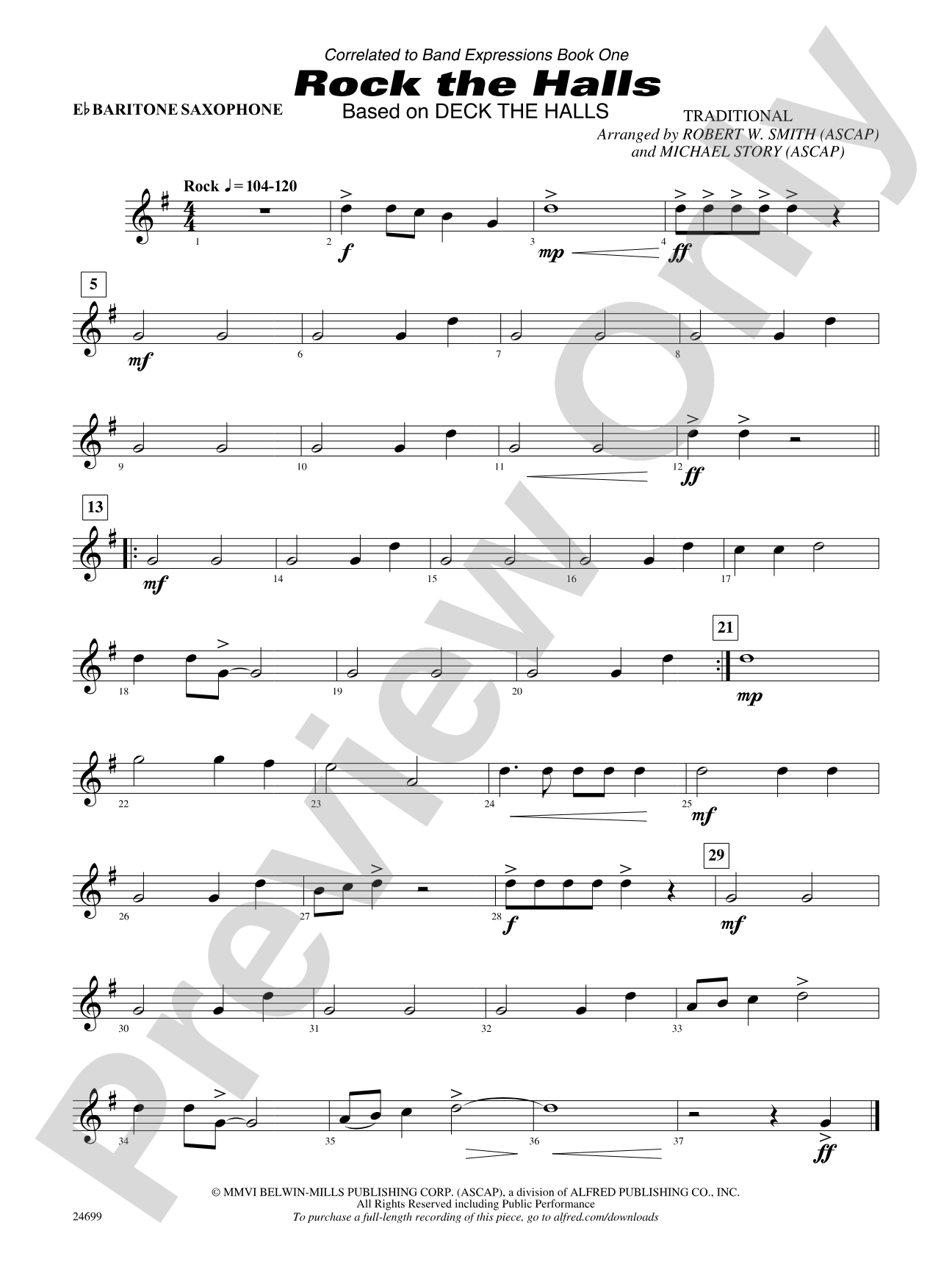 Rock the Halls (Based on "Deck the Halls"): E-flat Baritone Saxophone