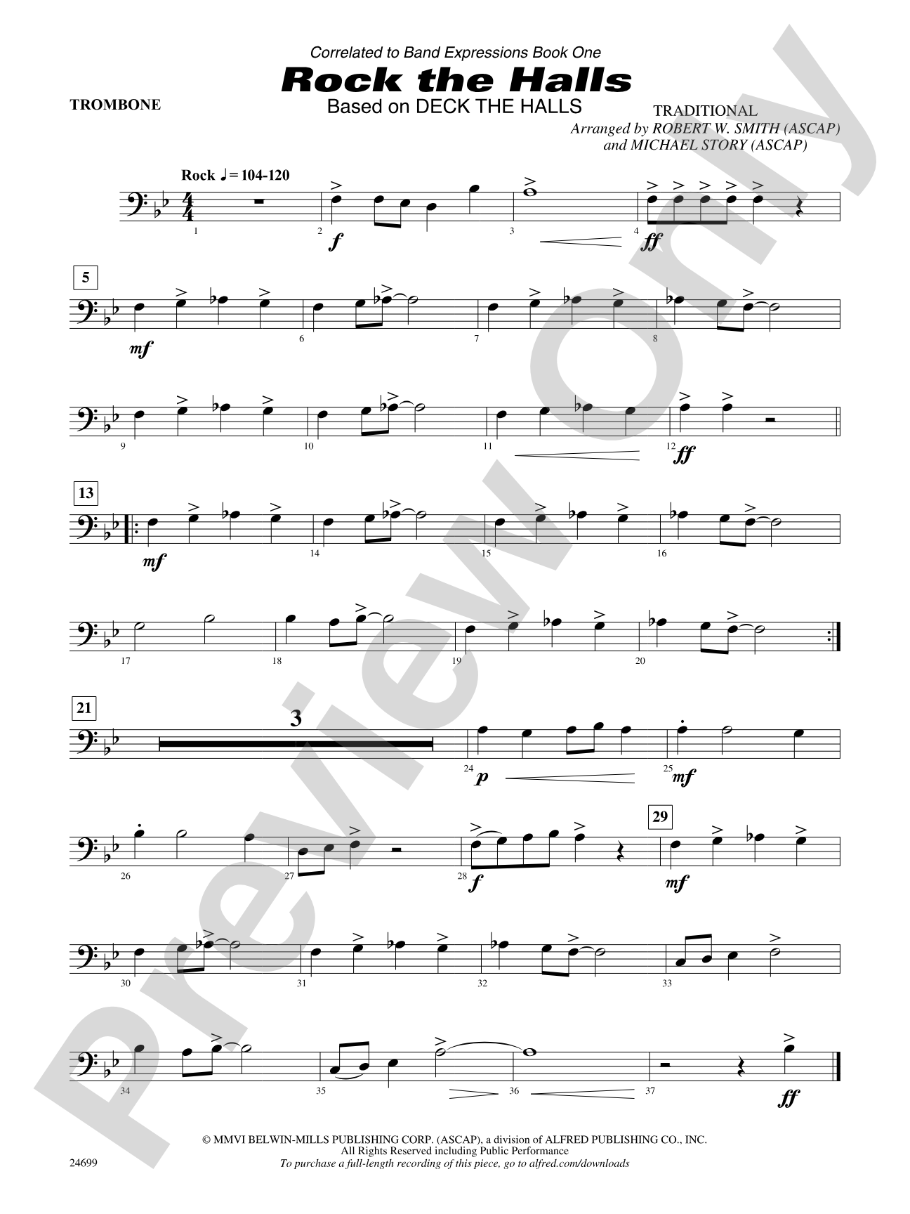 Rock the Halls (Based on "Deck the Halls"): 1st Trombone