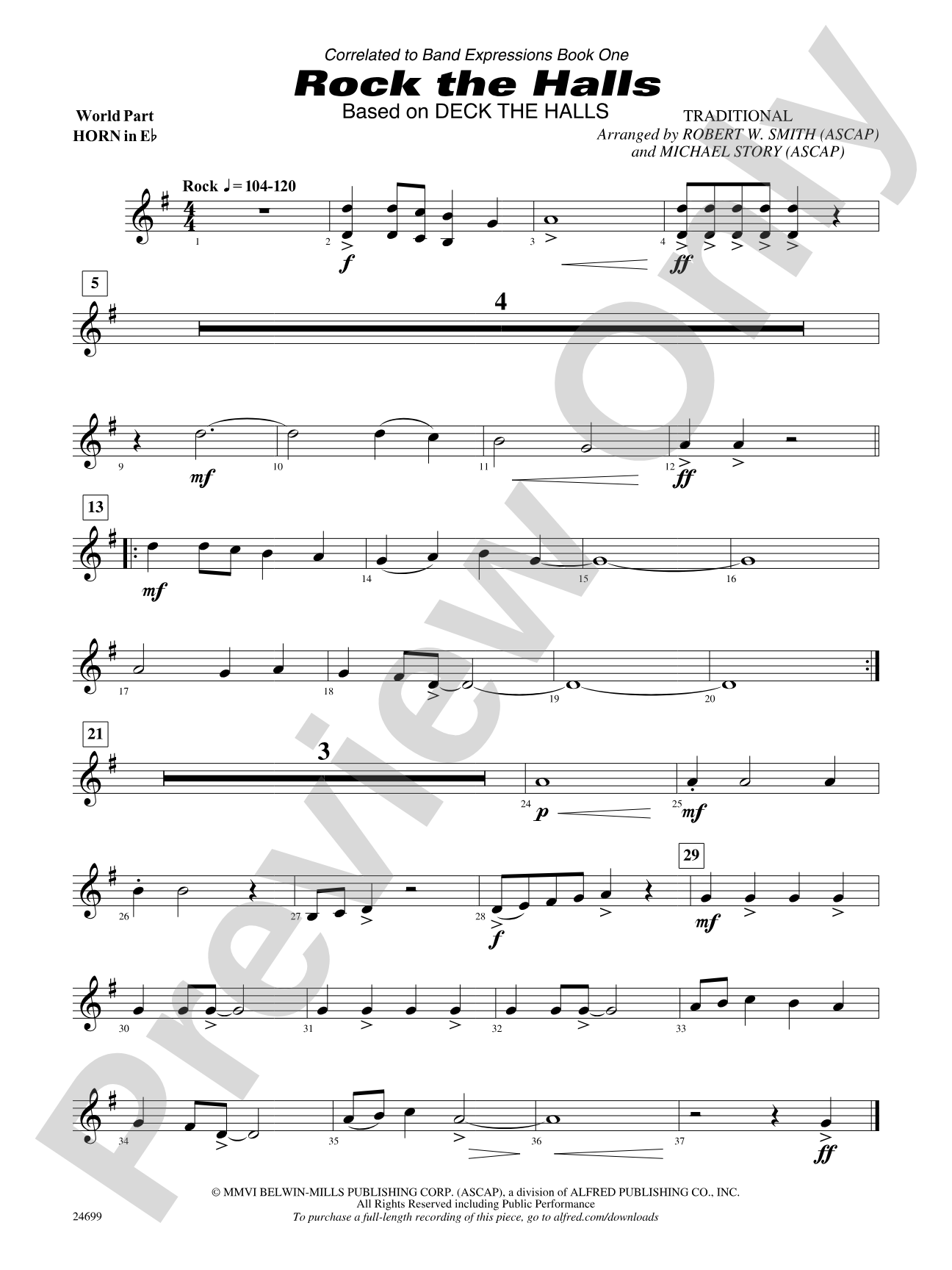 Rock the Halls (Based on "Deck the Halls"): (wp) 1st Horn in E-flat