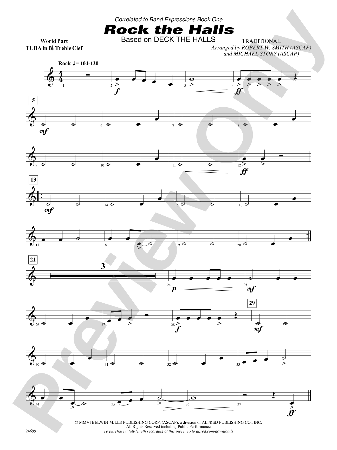 Rock the Halls (Based on "Deck the Halls"): (wp) B-flat Tuba T.C.
