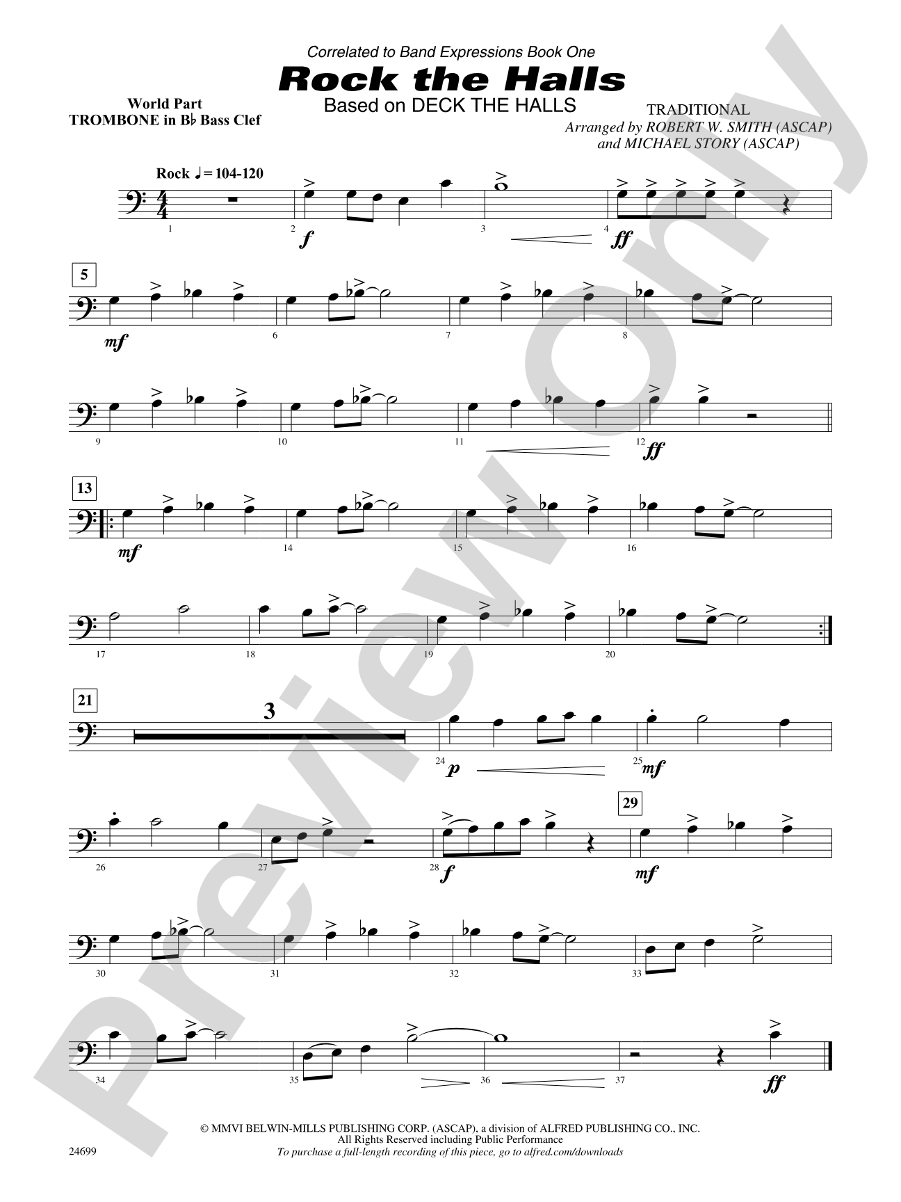 Rock the Halls (Based on "Deck the Halls"): (wp) 1st B-flat Trombone B.C.