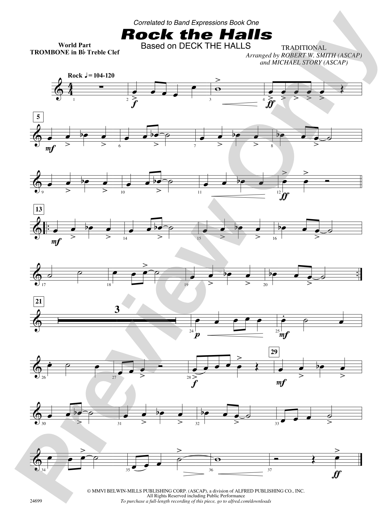Rock the Halls (Based on "Deck the Halls"): (wp) 1st B-flat Trombone T.C.