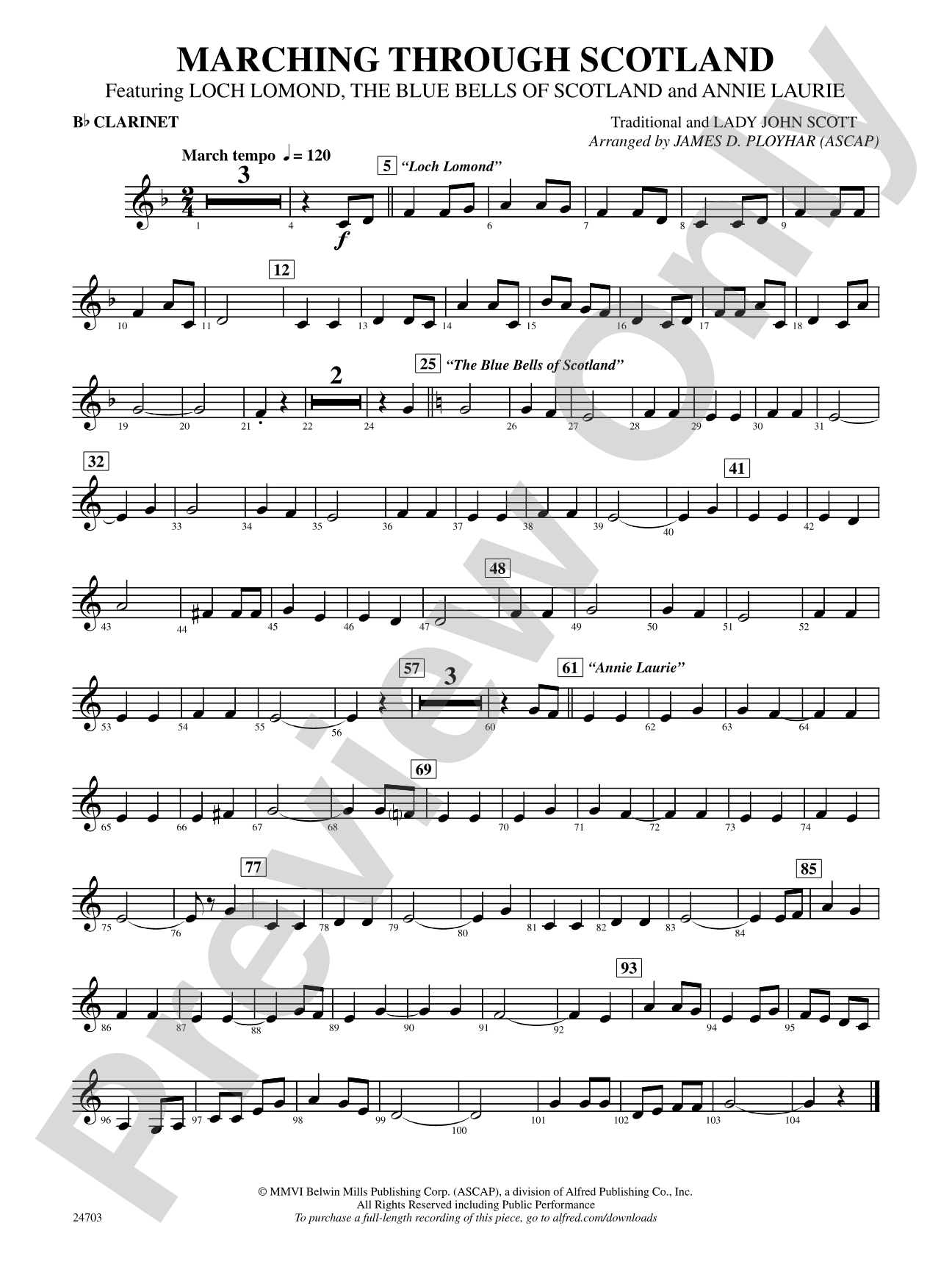 Marching Through Scotland: 1st B-flat Clarinet