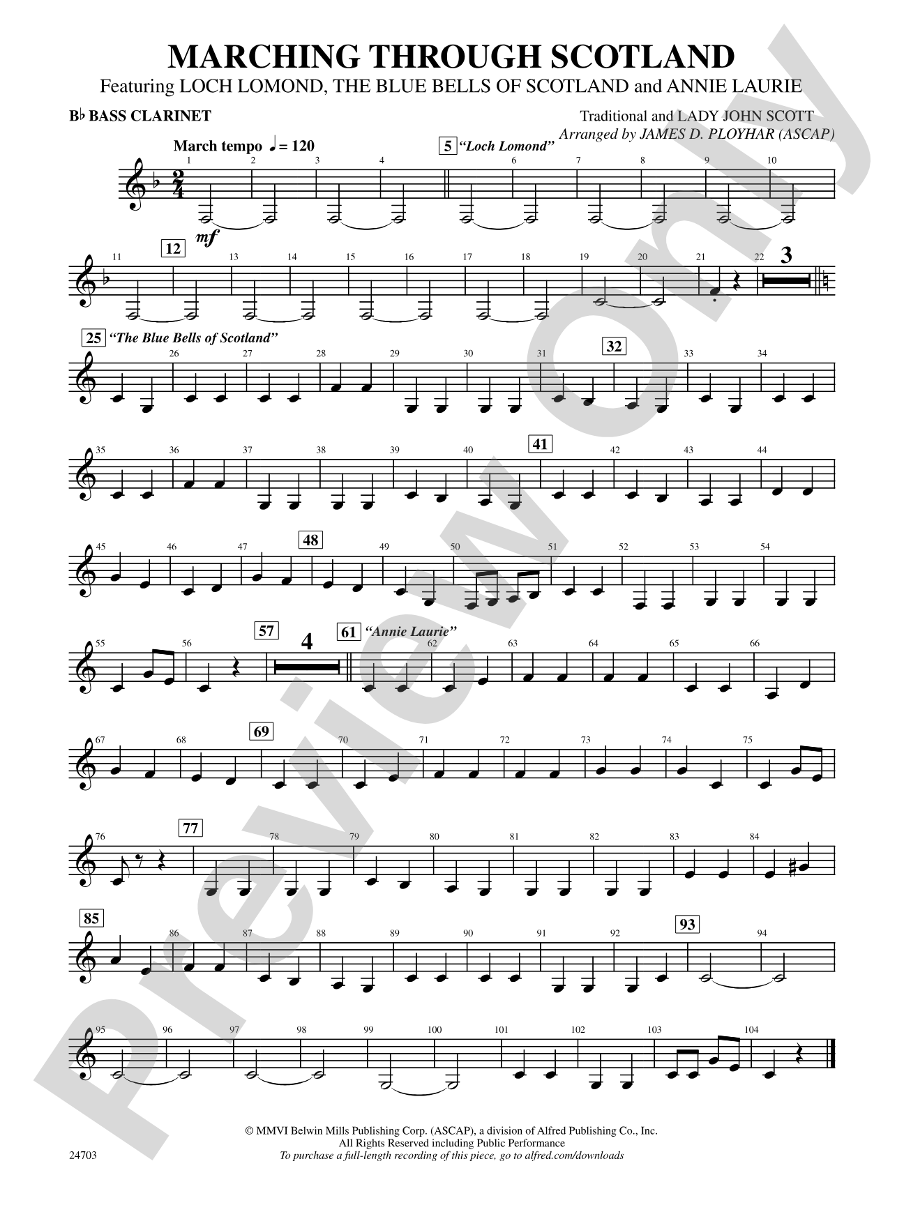Marching Through Scotland: B-flat Bass Clarinet