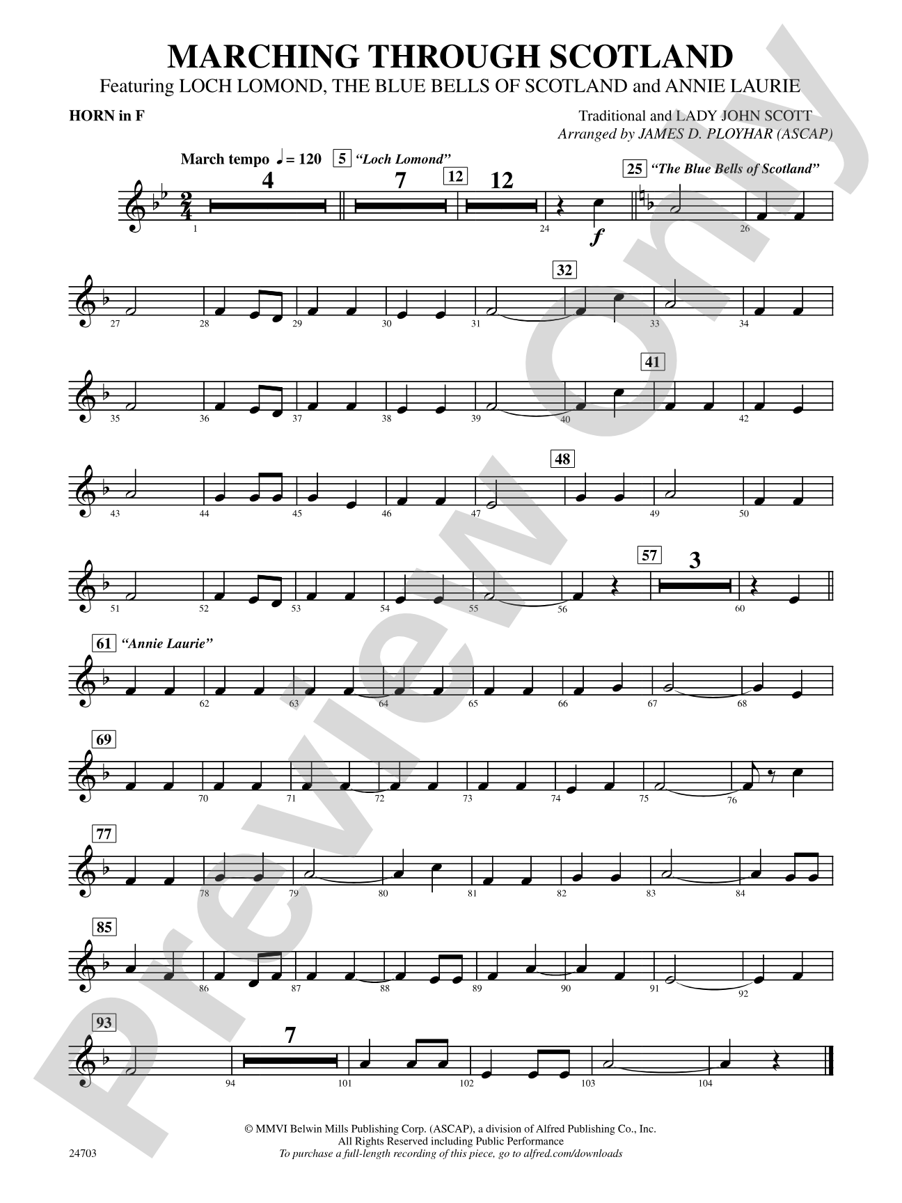 Marching Through Scotland: 1st F Horn