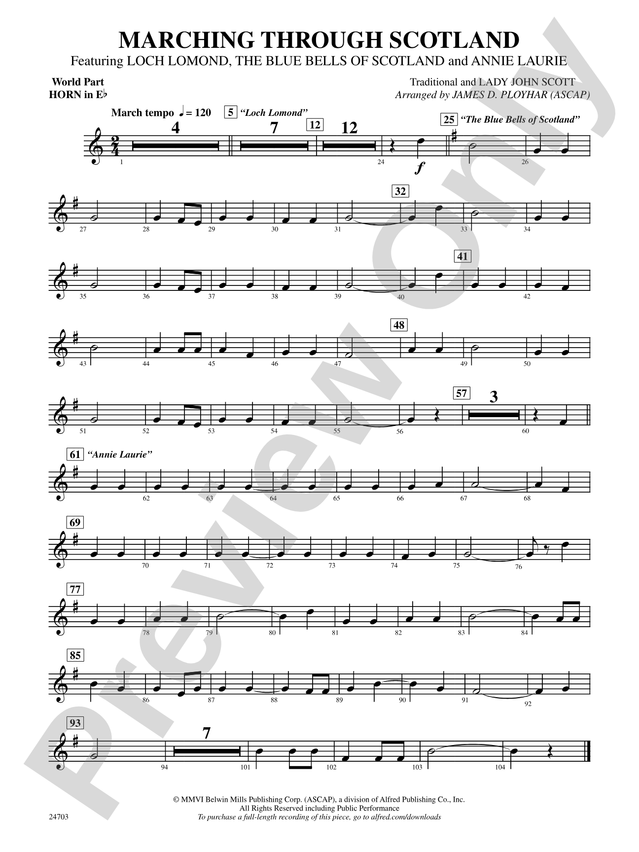 Marching Through Scotland: (wp) 1st Horn in E-flat