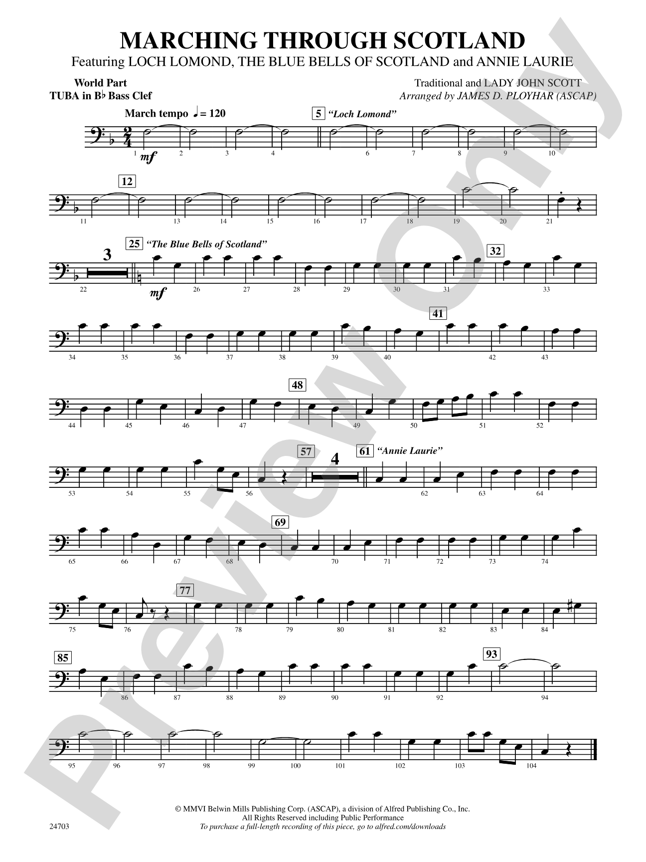 Marching Through Scotland: (wp) B-flat Tuba B.C.