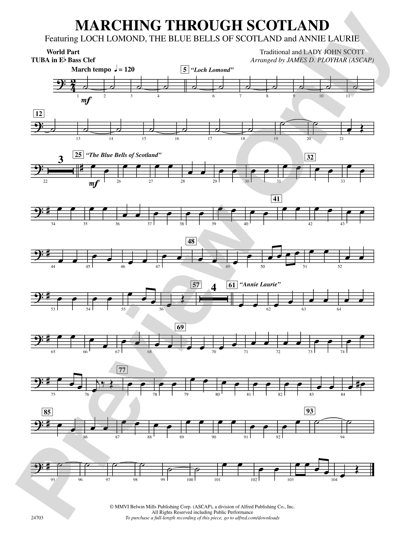 Marching Through Scotland: (wp) E-flat Tuba B.C.