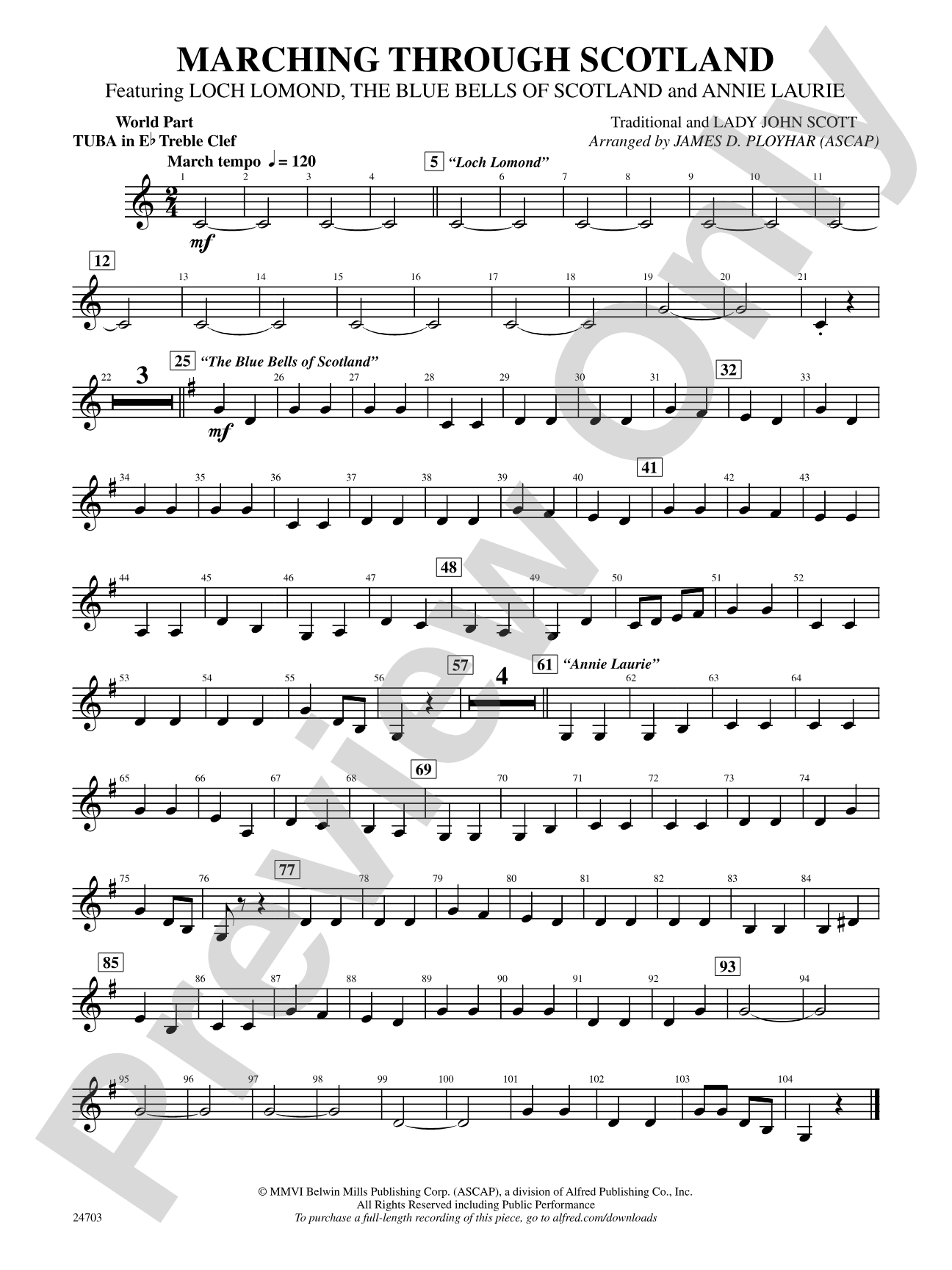 Marching Through Scotland: (wp) E-flat Tuba T.C.