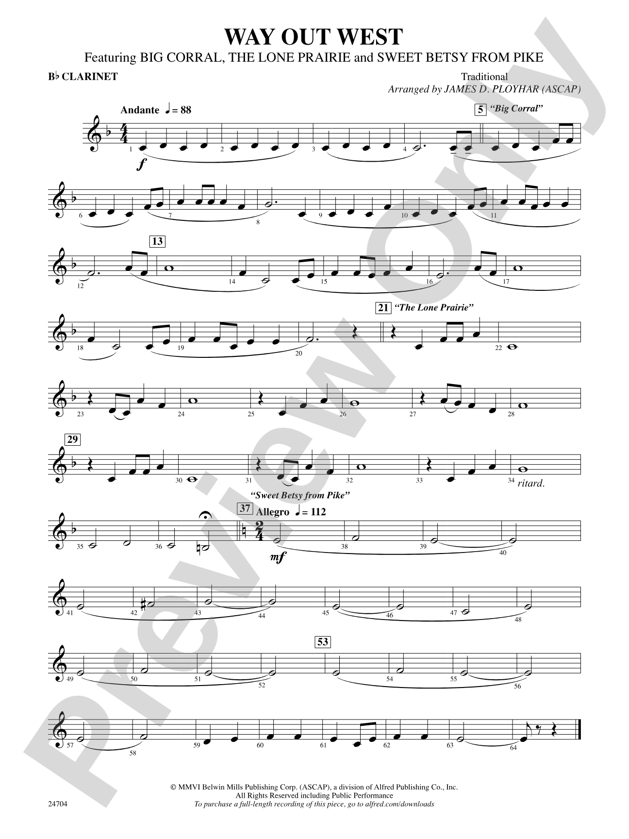 Way Out West: 1st B-flat Clarinet
