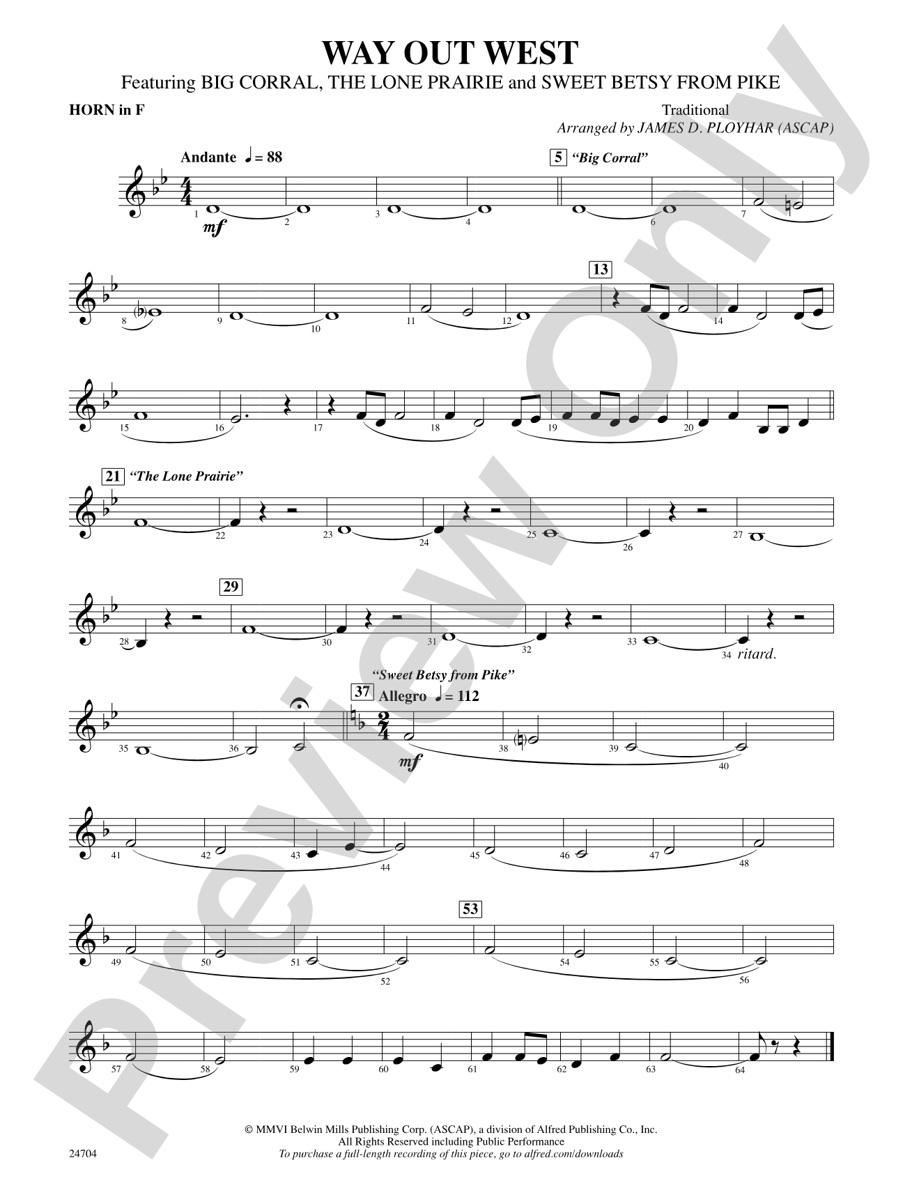 Way Out West: 1st F Horn