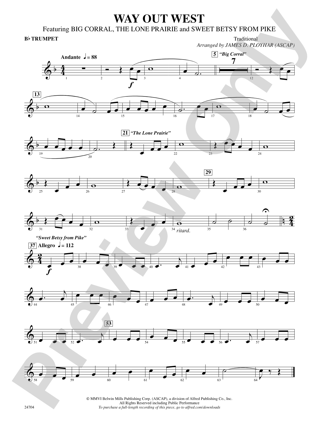 Way Out West: 1st B-flat Trumpet