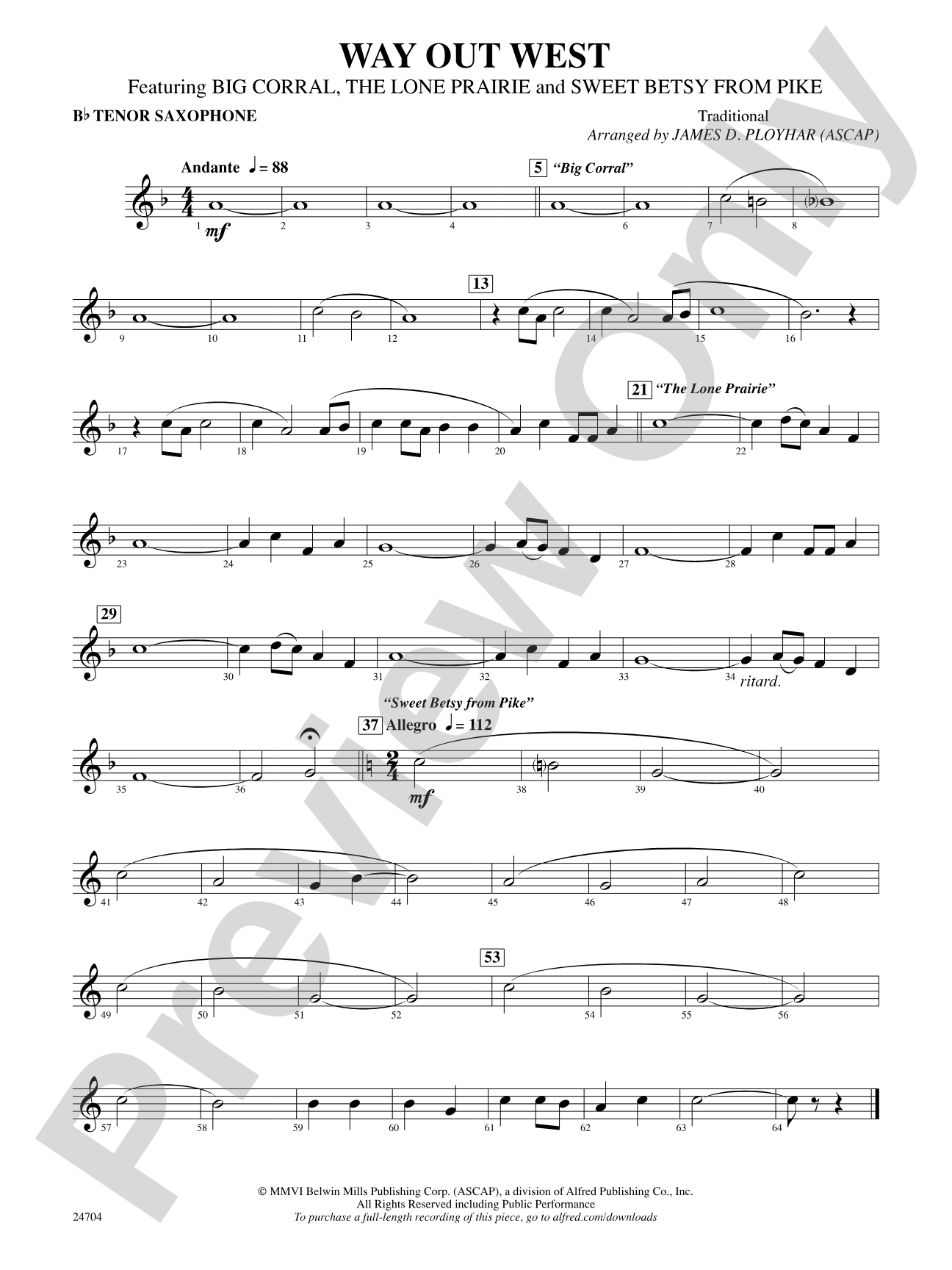 Way Out West: B-flat Tenor Saxophone