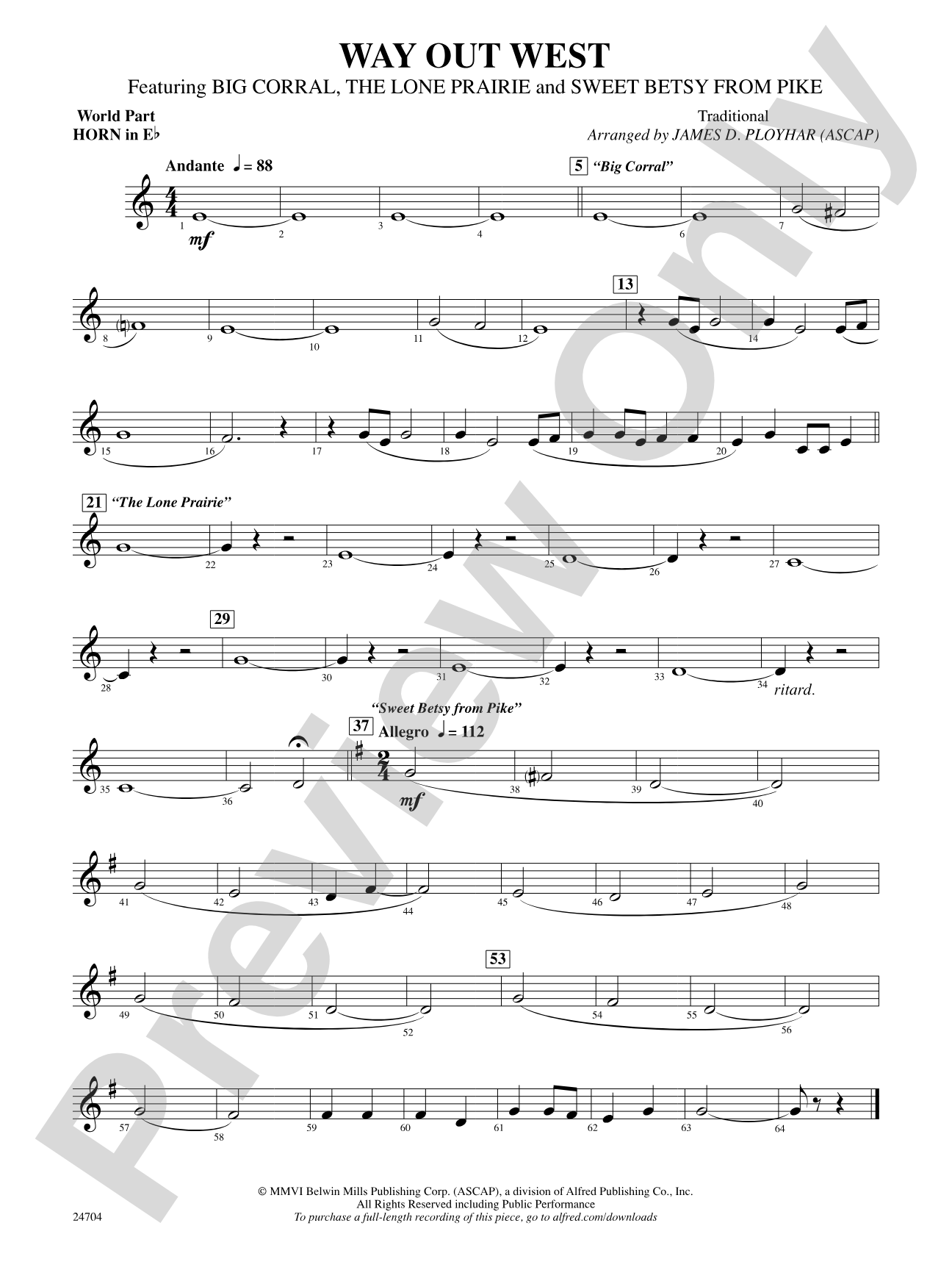 Way Out West: (wp) 1st Horn in E-flat