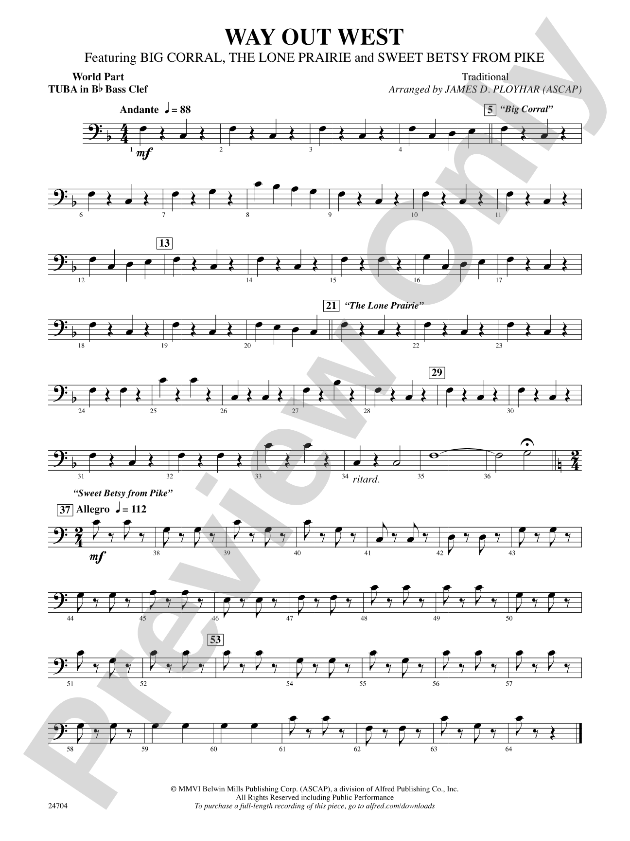Way Out West: (wp) B-flat Tuba B.C.