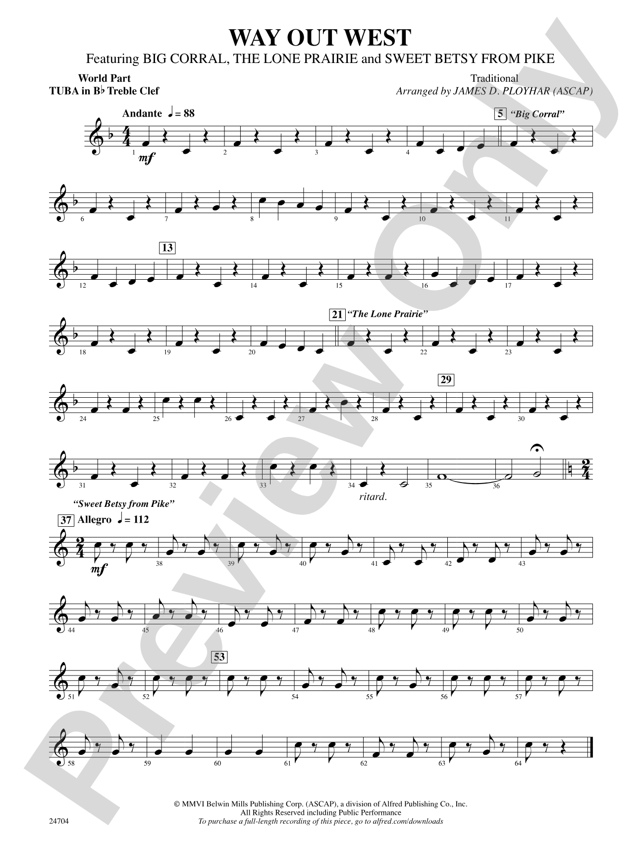 Way Out West: (wp) B-flat Tuba T.C.