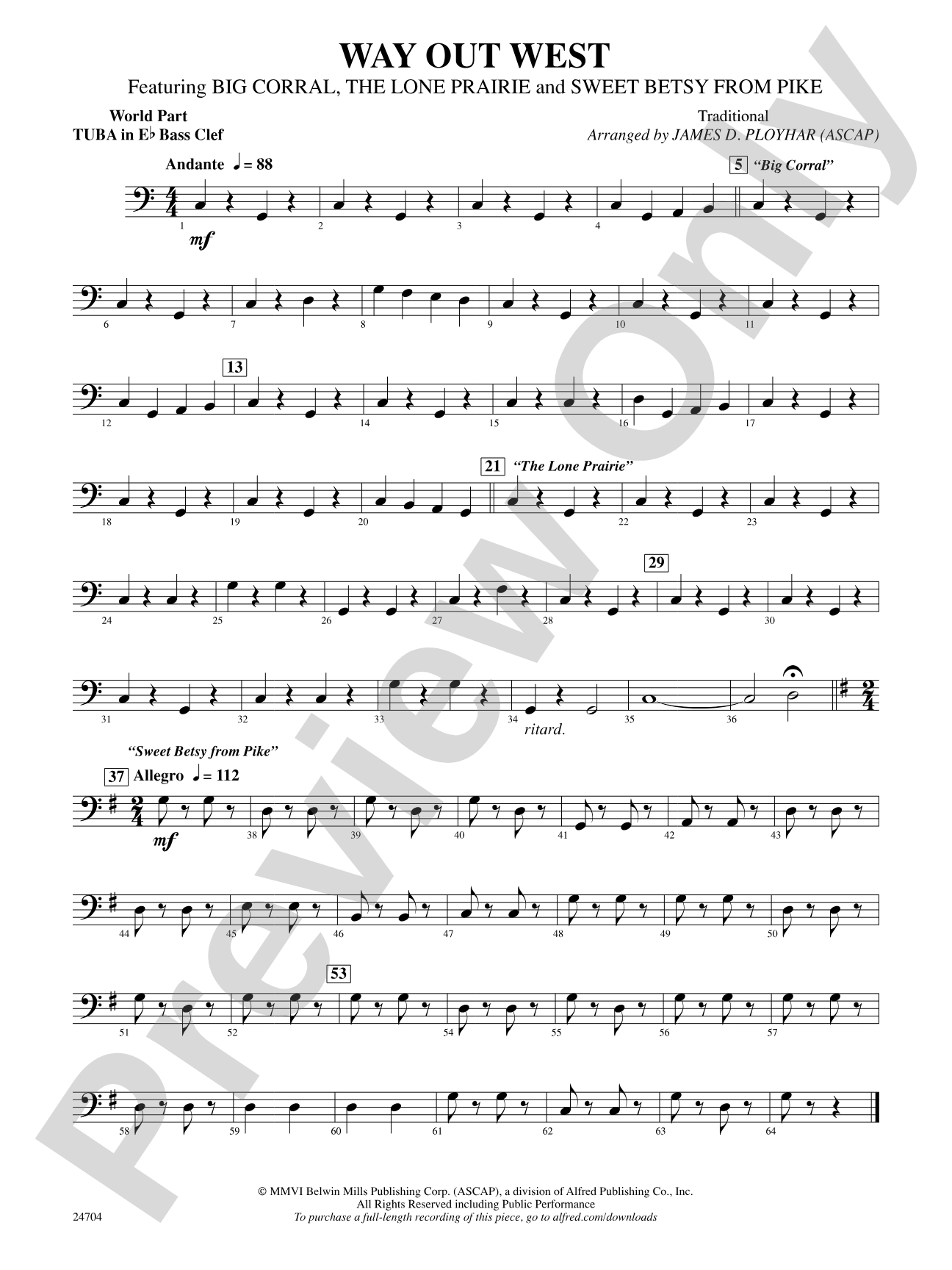 Way Out West: (wp) E-flat Tuba B.C.