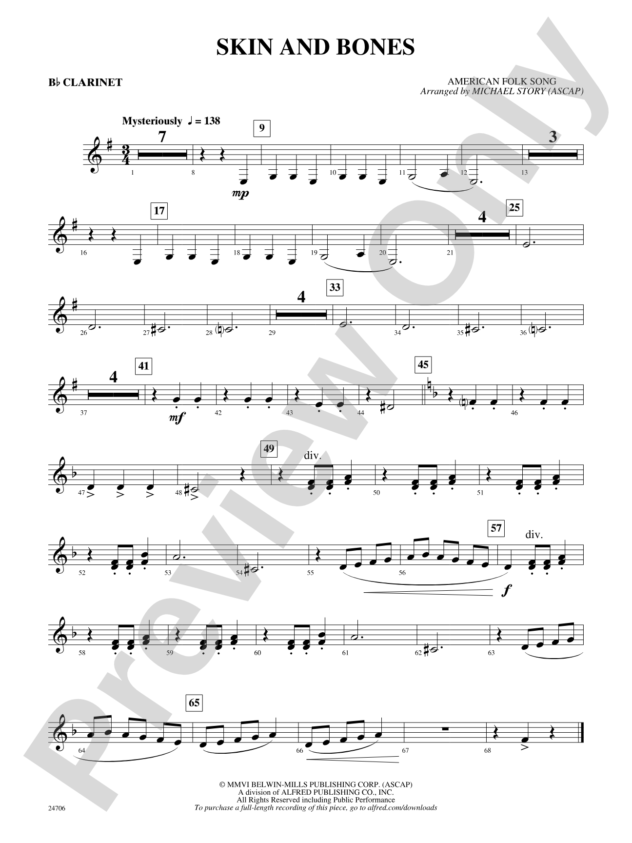 Skin and Bones: 1st B-flat Clarinet