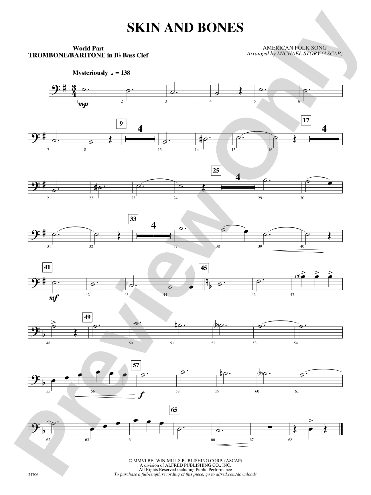 Skin and Bones: (wp) Bb Trombone B.C.