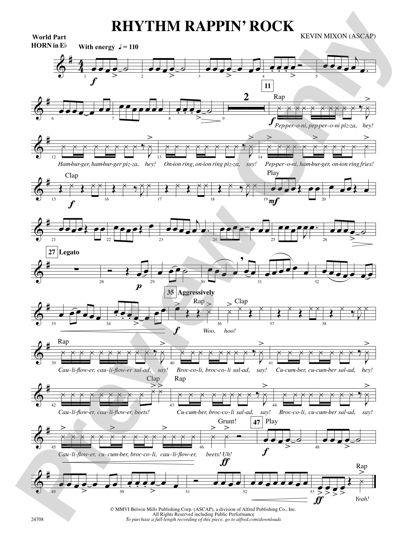 Rhythm Rappin' Rock: (wp) 1st Horn in E-flat