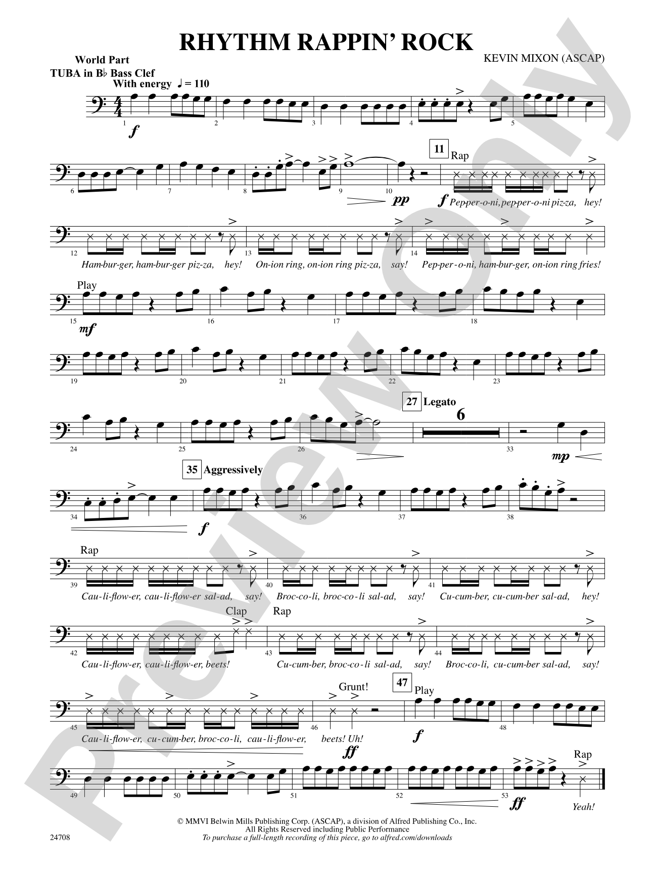 Rhythm Rappin' Rock: (wp) B-flat Tuba B.C.