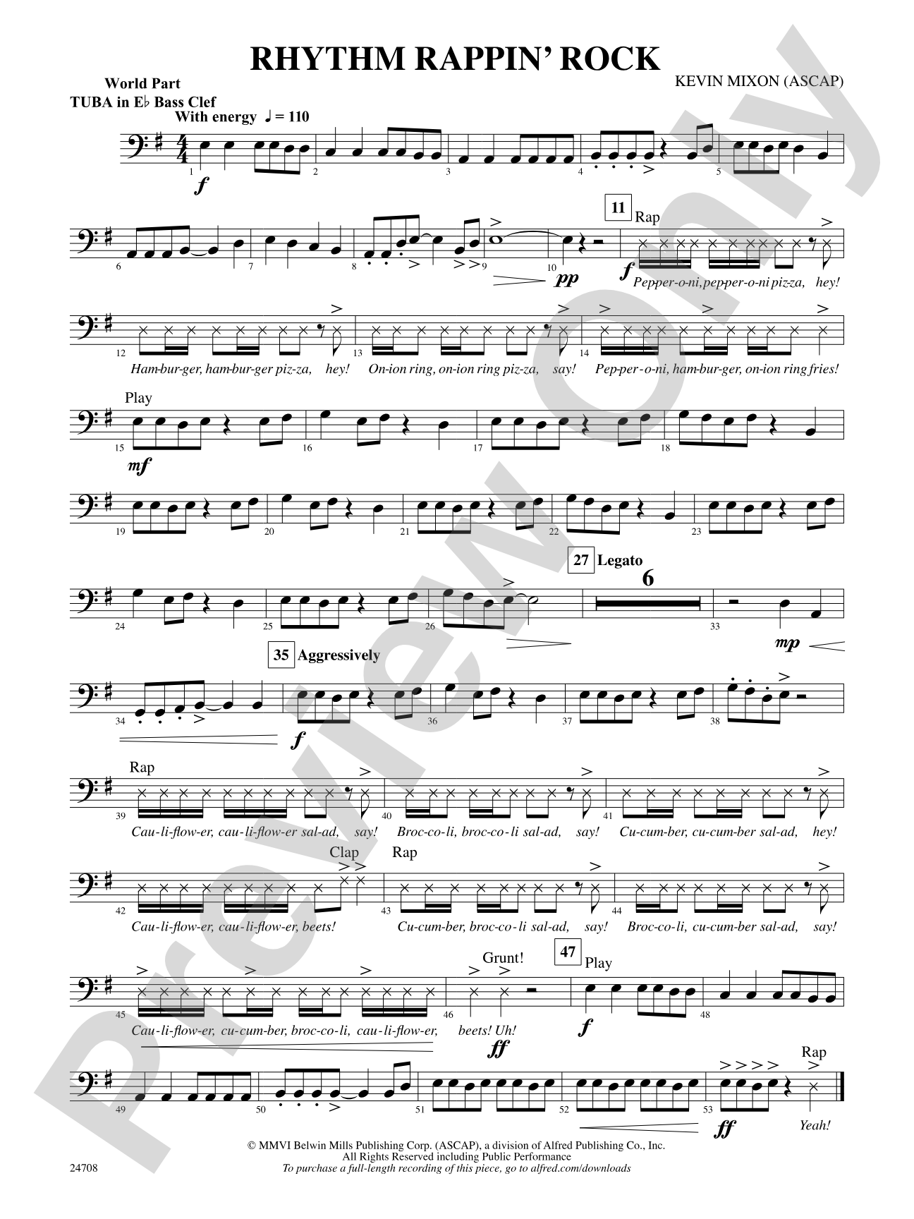 Rhythm Rappin' Rock: (wp) E-flat Tuba B.C.