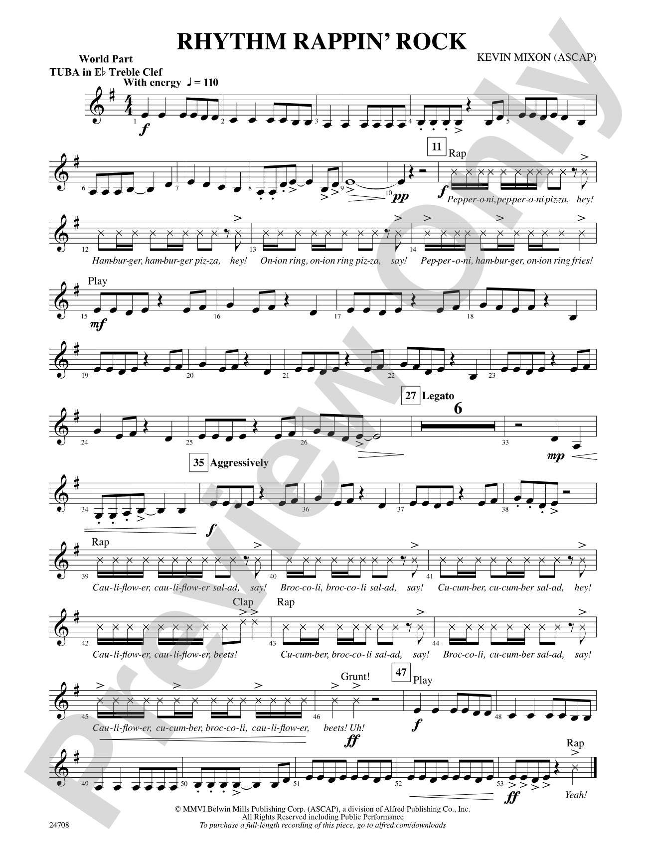 Rhythm Rappin' Rock: (wp) E-flat Tuba T.C.