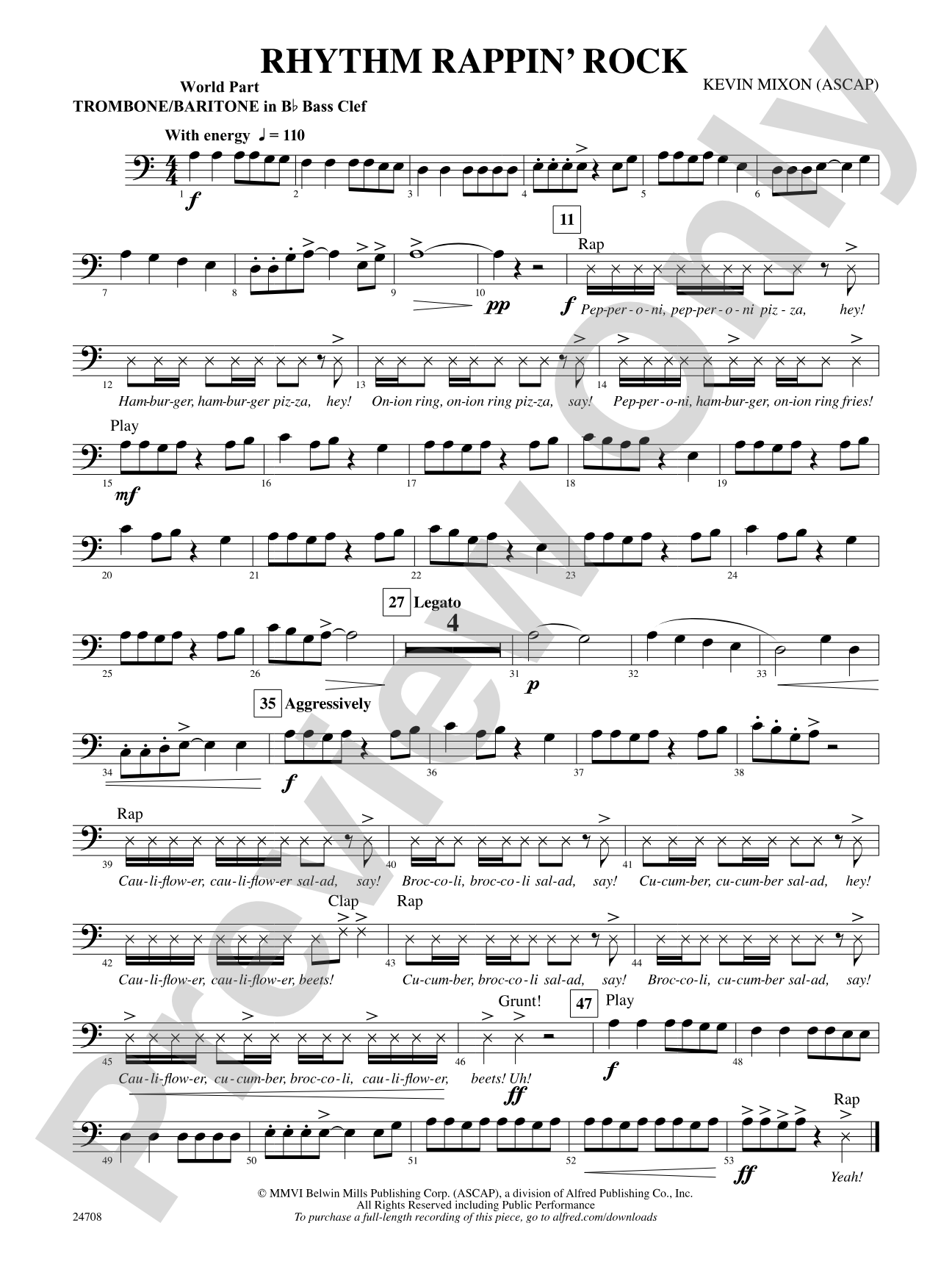 Rhythm Rappin' Rock: (wp) 1st B-flat Trombone B.C.