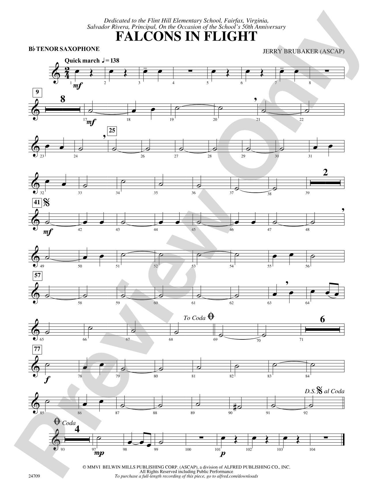 Falcons in Flight: B-flat Tenor Saxophone
