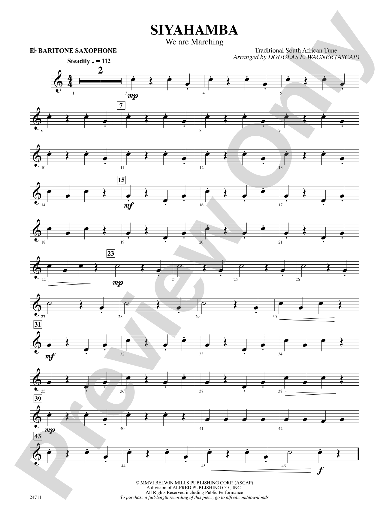 Siyahamba (We Are Marching): E-flat Baritone Saxophone