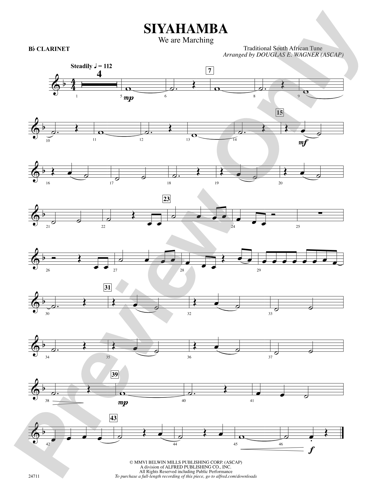 Siyahamba (We Are Marching): 1st B-flat Clarinet