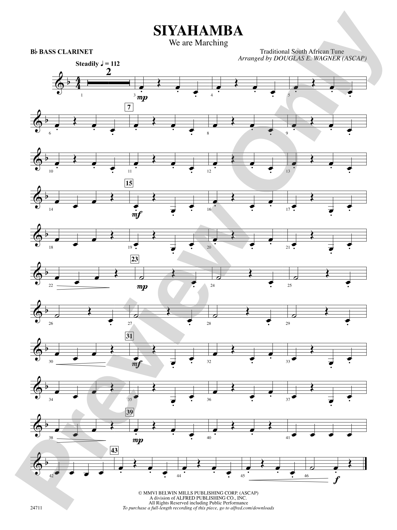 Siyahamba (We Are Marching): B-flat Bass Clarinet